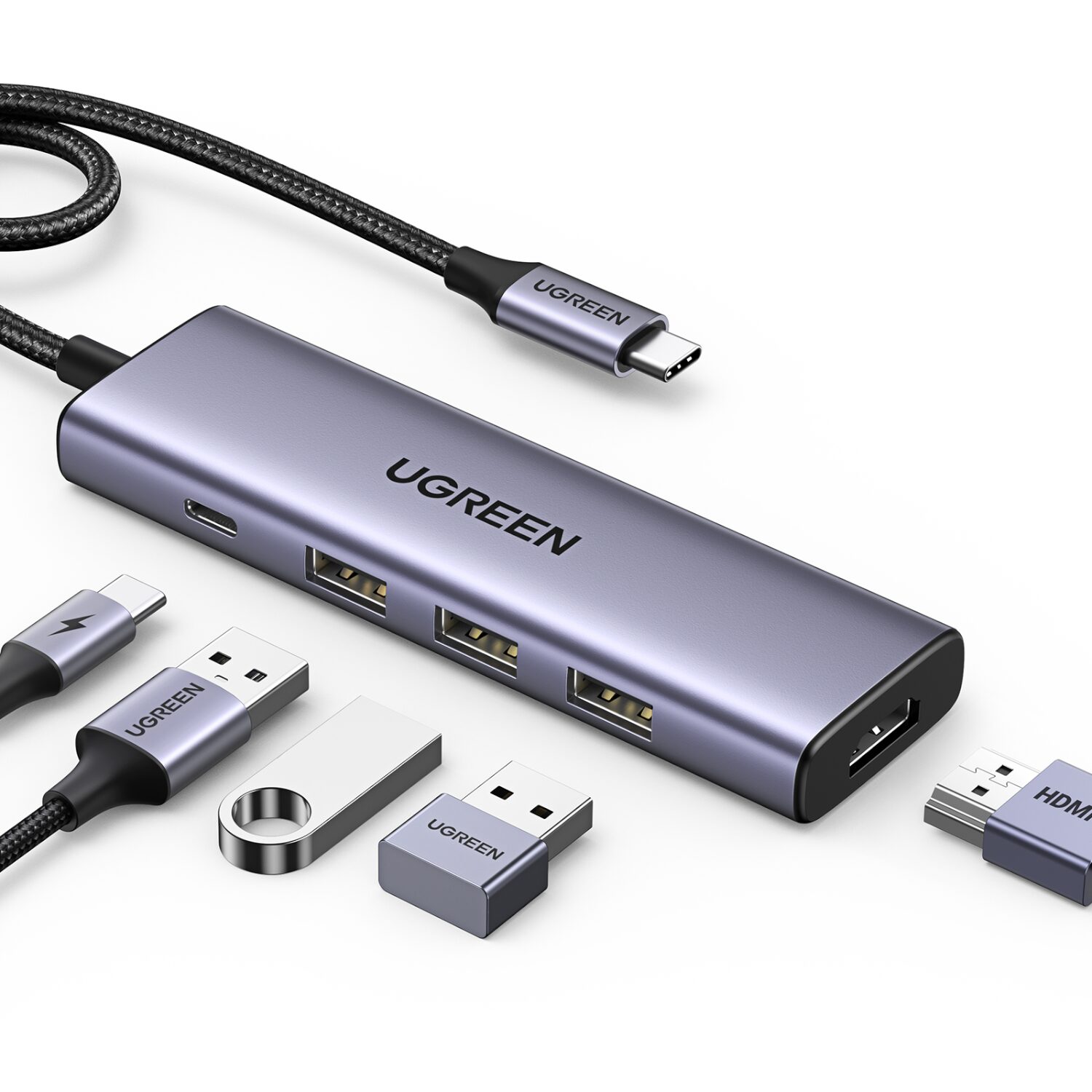 CM511-15596-wr-02 UGREEN Revodok 5-in-1 Type-C Hub | 4K HDMI | Type-C | USB3.0