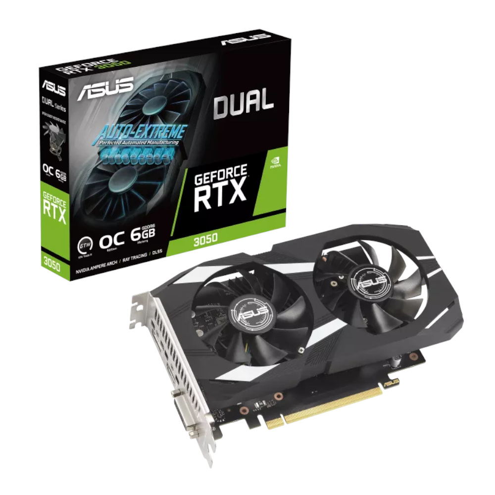 DUAL-RTX3050-O6G_wr_01 ASUS Nvidia GeForce RTX 3050 Dual OC 6G Graphic Card