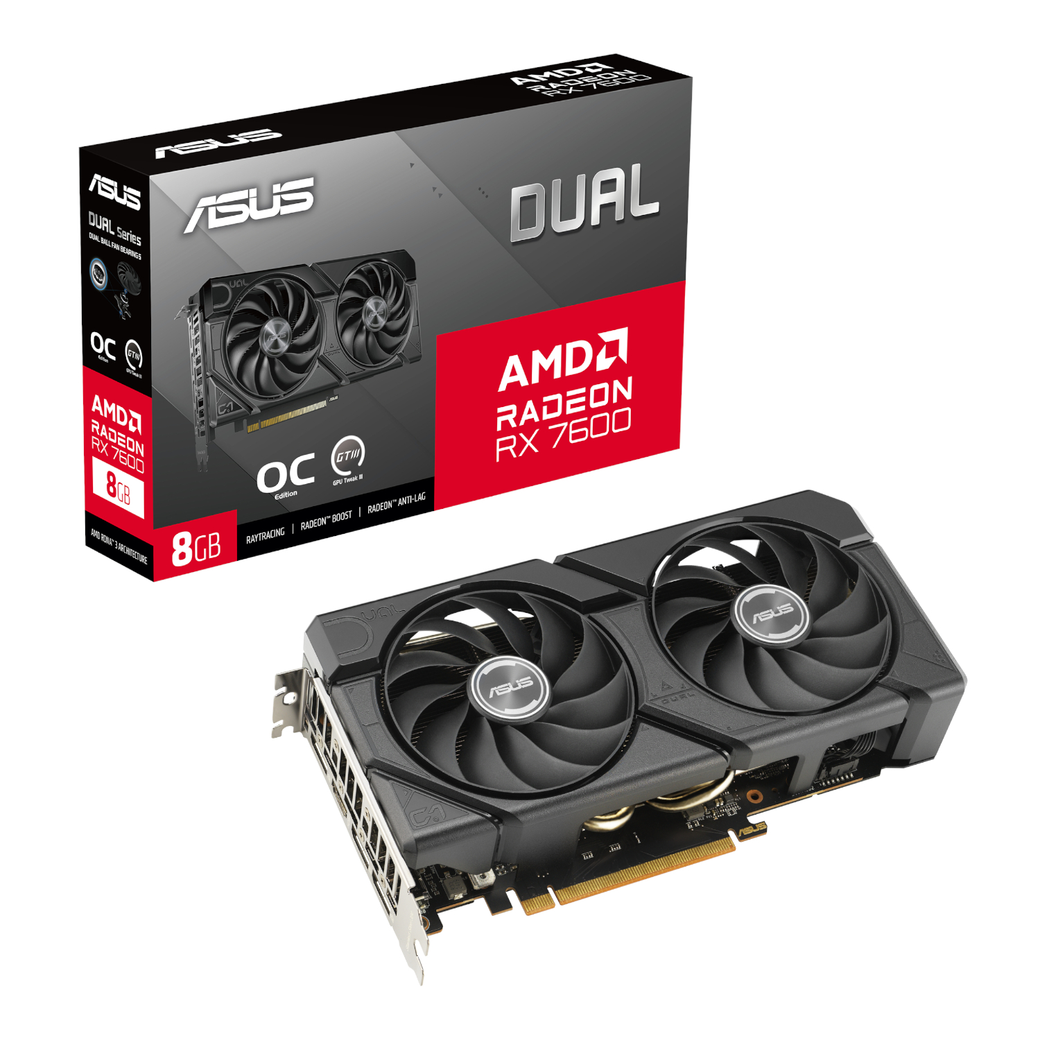 DUAL-RX7600-O8G-EVO_ASUS-Dual-Radeon-RX-7600-EVO-OC-Edition-8GB-GDDR6-Graphics-Card_wr_01a ASUS Dual Radeon RX 7600 EVO OC Edition 8GB GDDR6 Graphics Card