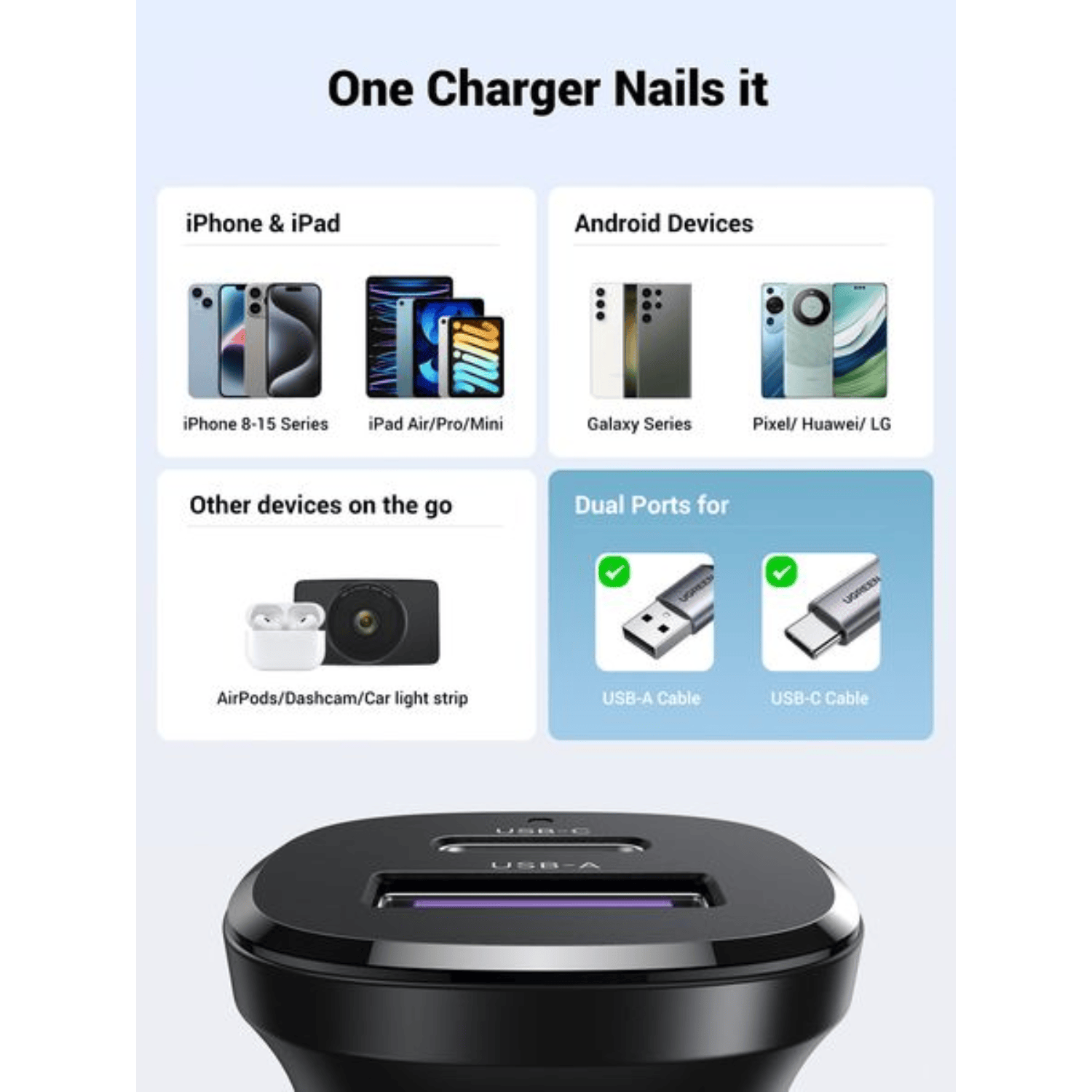EC305-25845_UGREEN_Car_Charger_Fast_Charging_30W_2Po_wr_07 UGREEN Car Charger Fast Charging 30W 2Ports