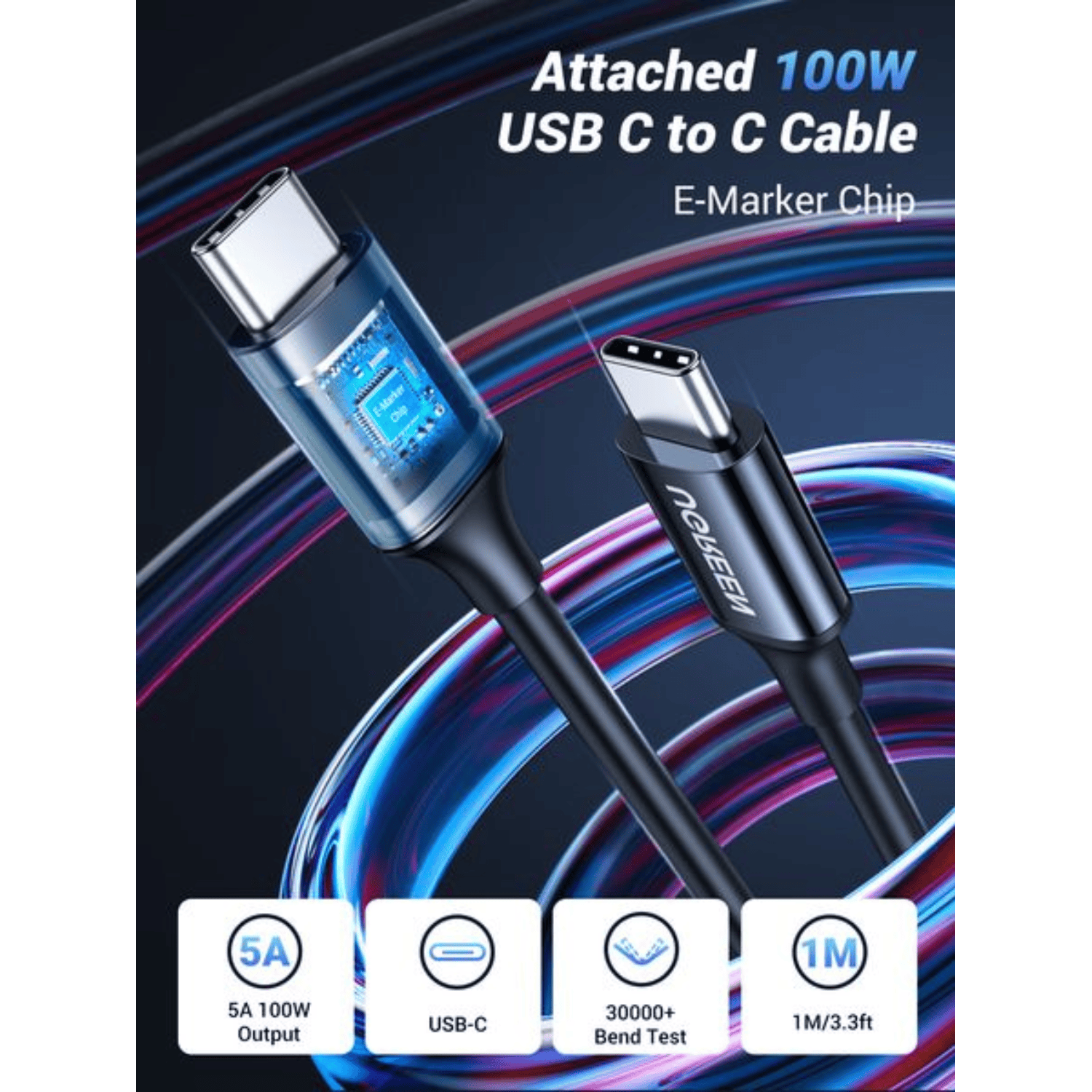 UGREEN 130W USB-C 3-port Car Charger