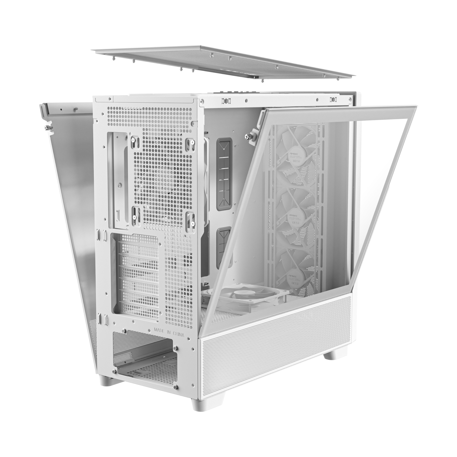 FLUX_white_wr_05 Antec FLUX Mid-Tower E-ATX Gaming Chassis Wood Front Panel - White