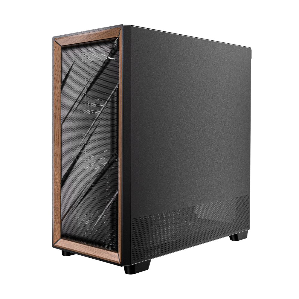 FLUX_wr_06 Antec FLUX ATX WOOD Mid Tower Gaming Chassis – Black