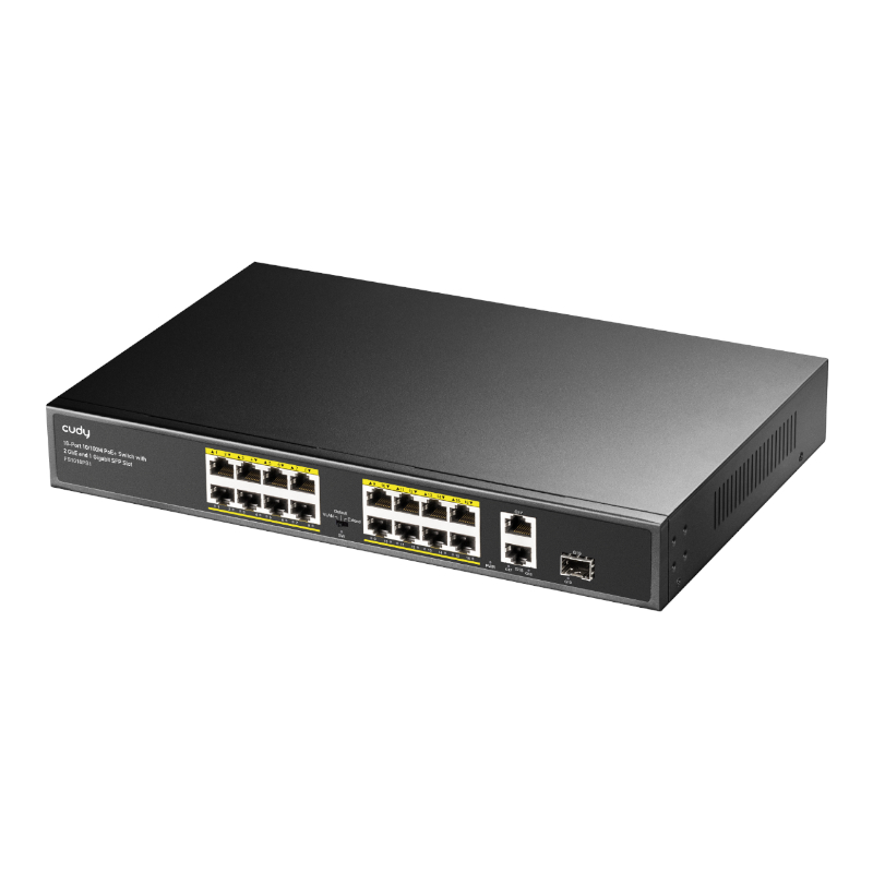 FS1018PS1_wr_02 Cudy 16-Port Unmanaged PoE+ Switch - Rack Mount