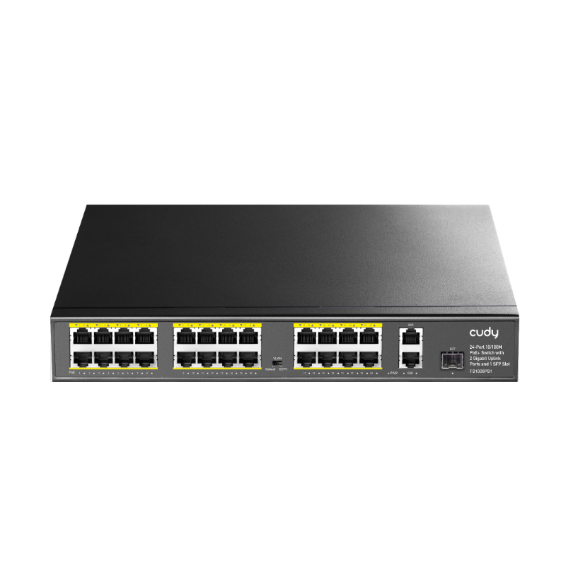 FS1026PS1_wr_01 Cudy 24-Port Unmanaged POE Switch - Rack Mount
