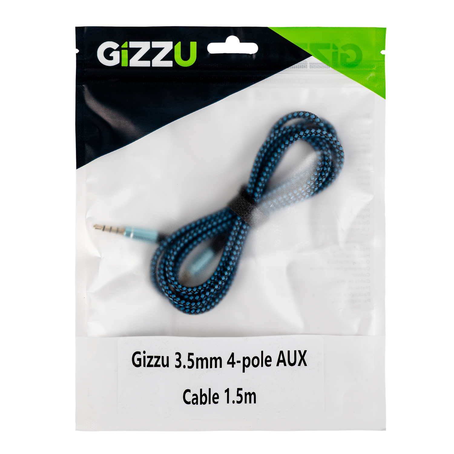 GCP35MM4_wr_04a Gizzu 3.5mm AUX Cable 1.5m - Black/Blue