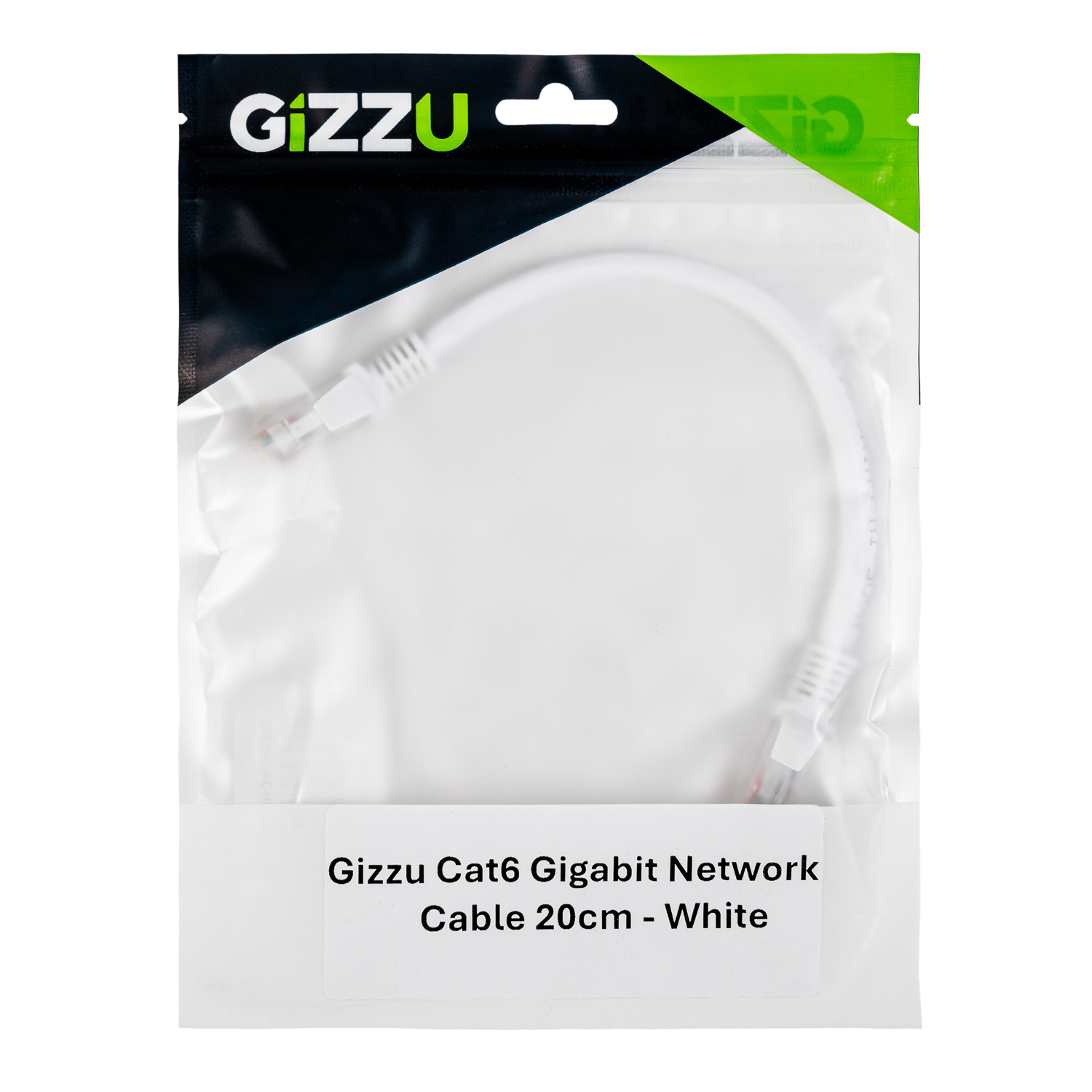 GCPCAT6002-WH_wr_04a Gizzu Cat6 UTP Fly Lead Ethernet Network Cable 20cm - White