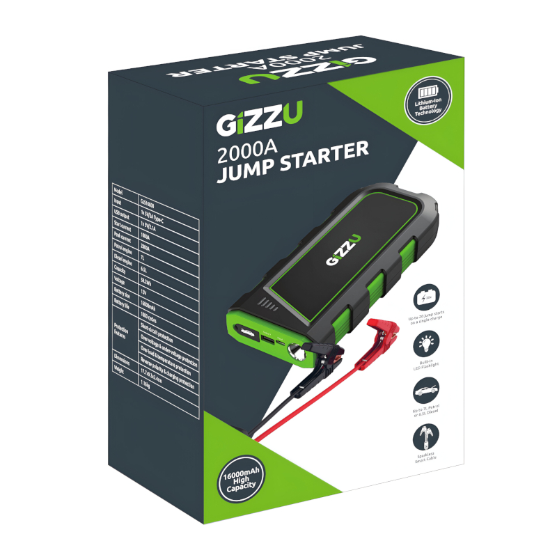 GJS16000_wr_05a GIZZU 2000A Jump Starter 16000mAh - Black