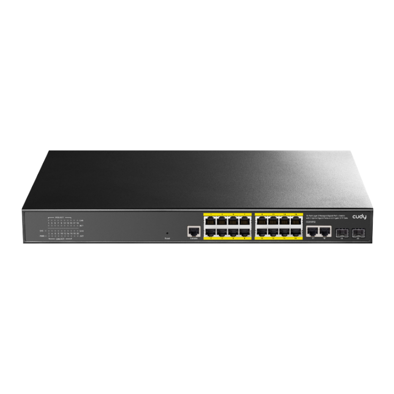 GS2018PS2_wr_01 Cudy 16 Port Layer 2 Managed Gigabit PoE Switch
