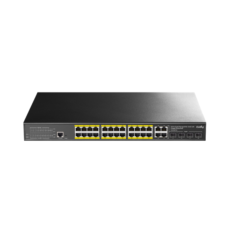 GS2028PS4_wr_01 Cudy 24 Port Layer 2 Managed Gigabit PoE Switch