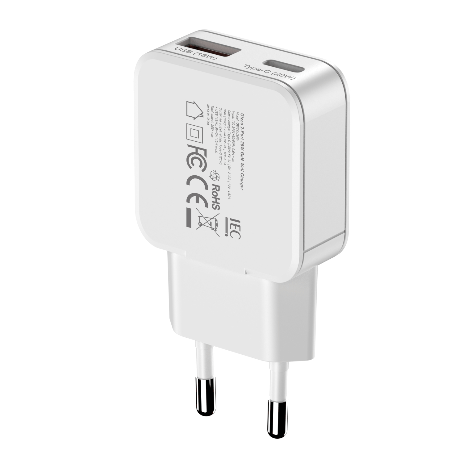 GWCCU20W_Gizzu-2-Port-20W-GaN-Wall-Charger-White_wr_05a Gizzu 2-Port 20W GaN Wall Charger