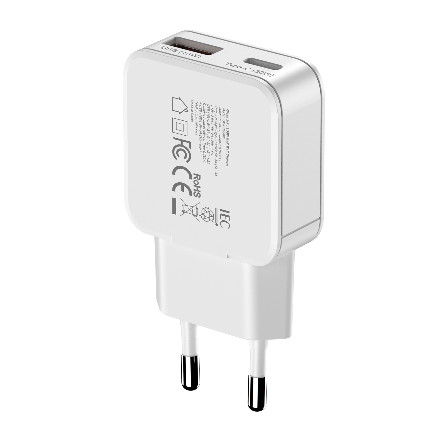 GWCCU30W_Gizzu-2-Port-30W-GaN-Wall-Charger-White_wr_05a Gizzu 2-Port 30W GaN Wall Charger