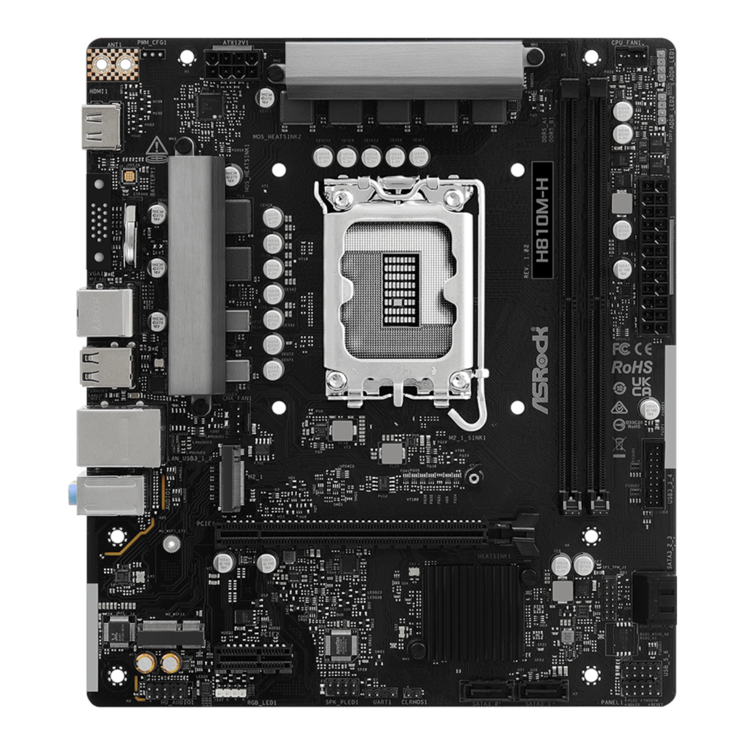 H810M-H_ASRock-H810M-H-Intel-LGA1851-Micro-ATX-Motherboard-Black_wr_02a ASRock H810M-H Intel LGA1851 Micro ATX Motherboard - Black
