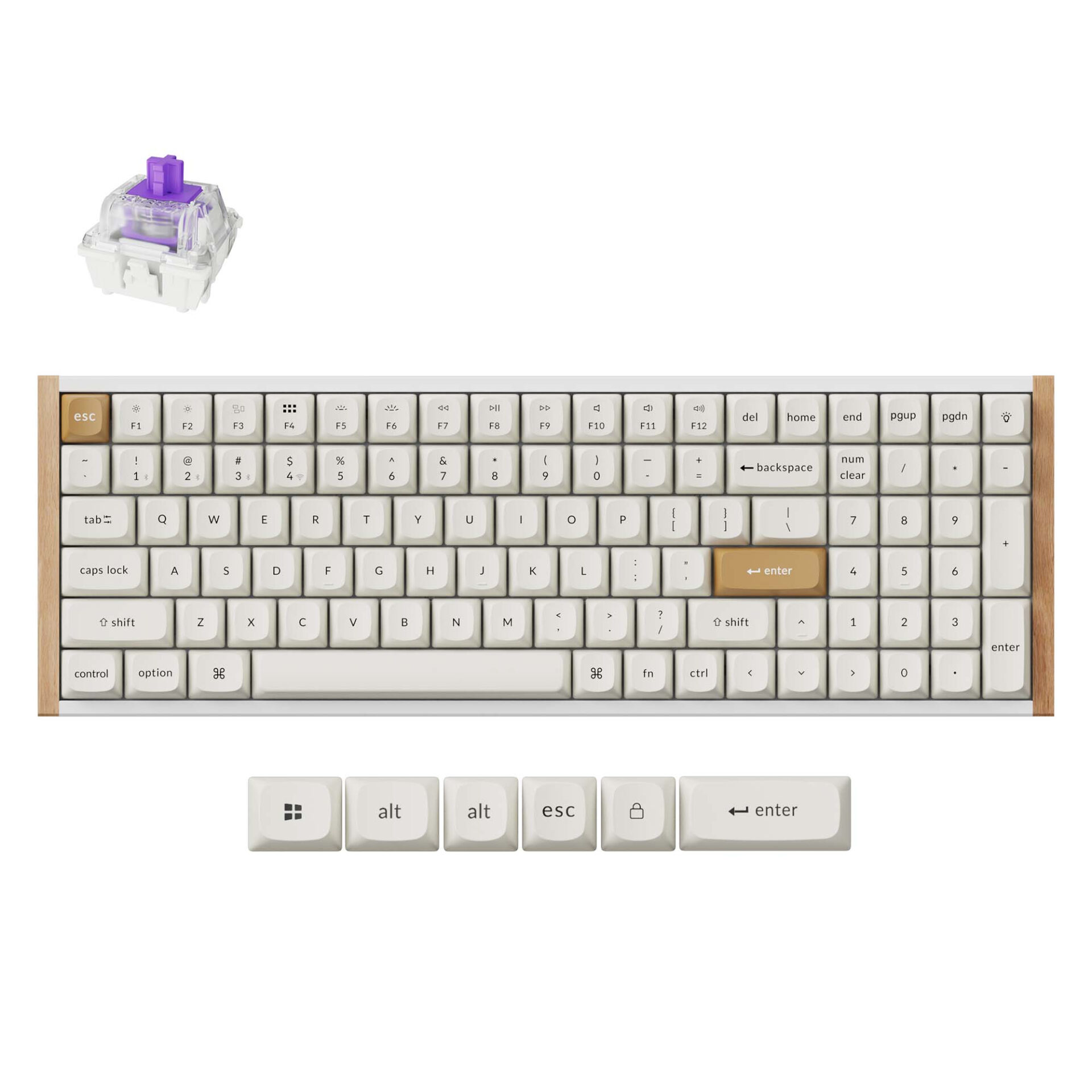 K4H-Q1 Keychron K4 HE 96% Magnetic Switch Hot-Swap RGB Wireless Keyboard – White (Wood + Aluminium)