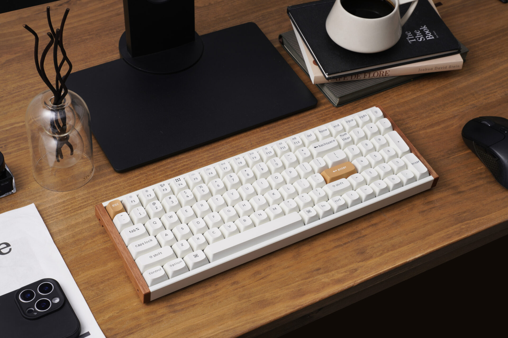 K4H-Q1_LS_01 Keychron K4 HE 96% Magnetic Switch Hot-Swap RGB Wireless Keyboard – White (Wood + Aluminium)