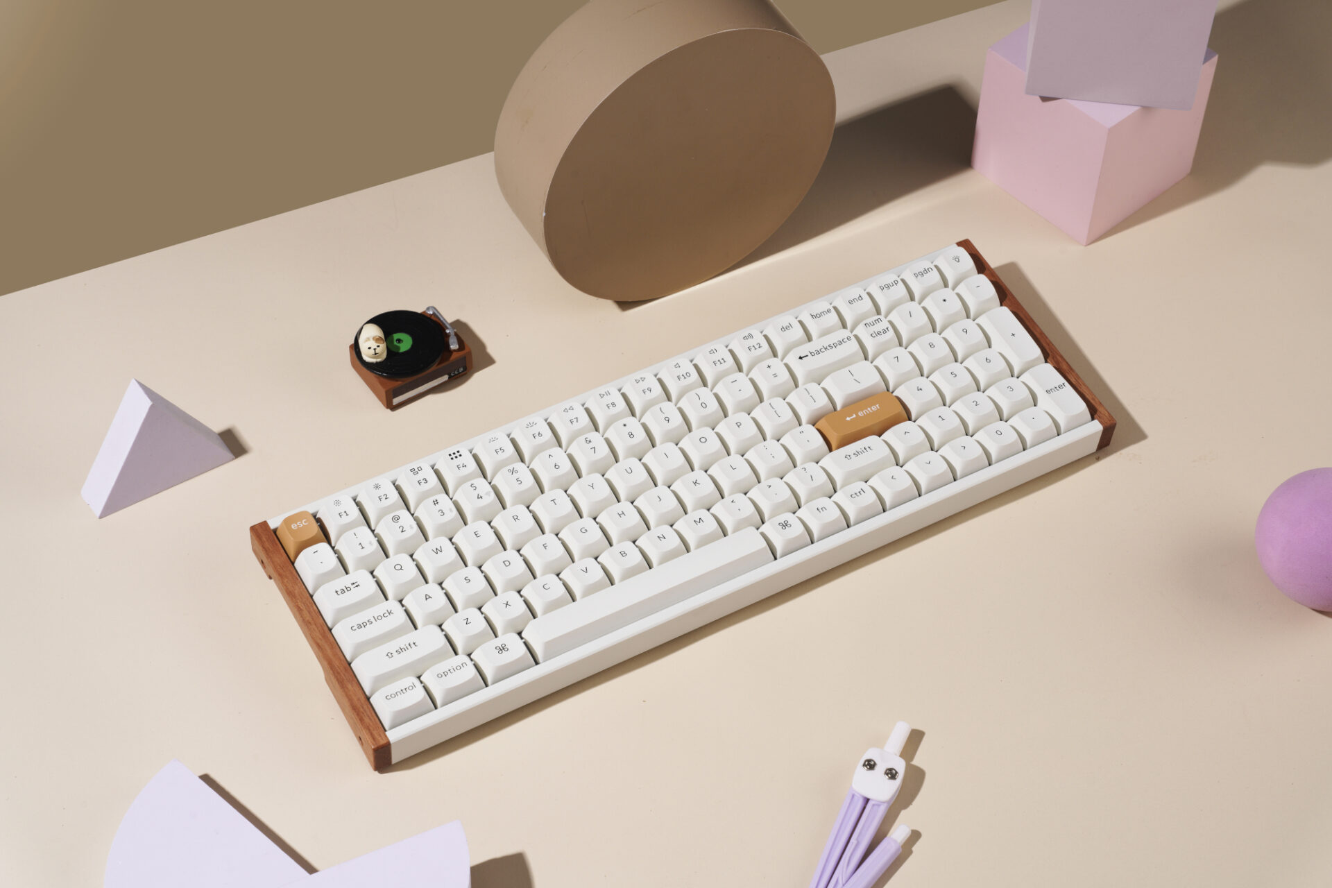 K4H-Q1_LS_03 Keychron K4 HE 96% Magnetic Switch Hot-Swap RGB Wireless Keyboard – White (Wood + Aluminium)