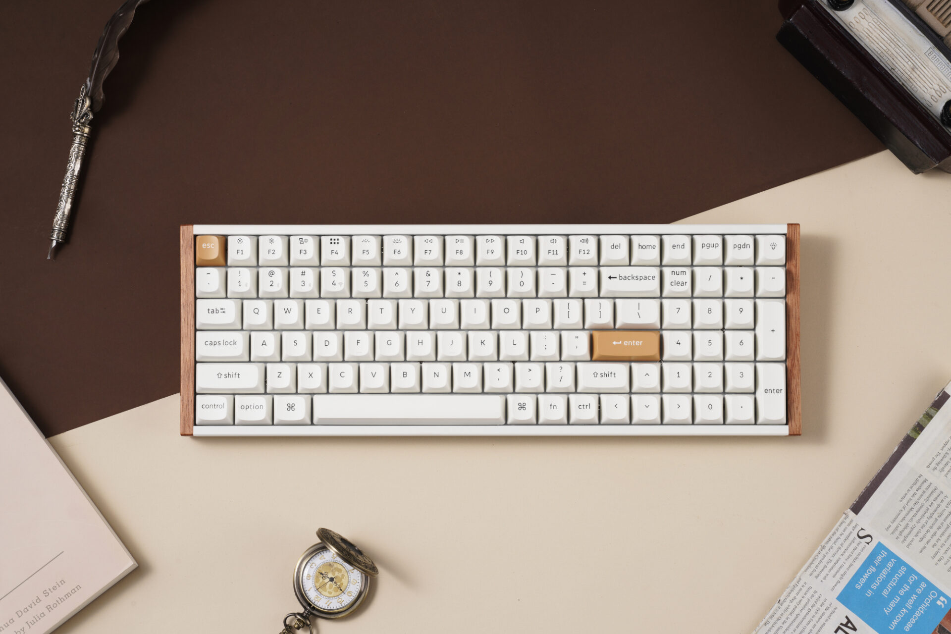 K4H-Q1_LS_04 Keychron K4 HE 96% Magnetic Switch Hot-Swap RGB Wireless Keyboard – White (Wood + Aluminium)