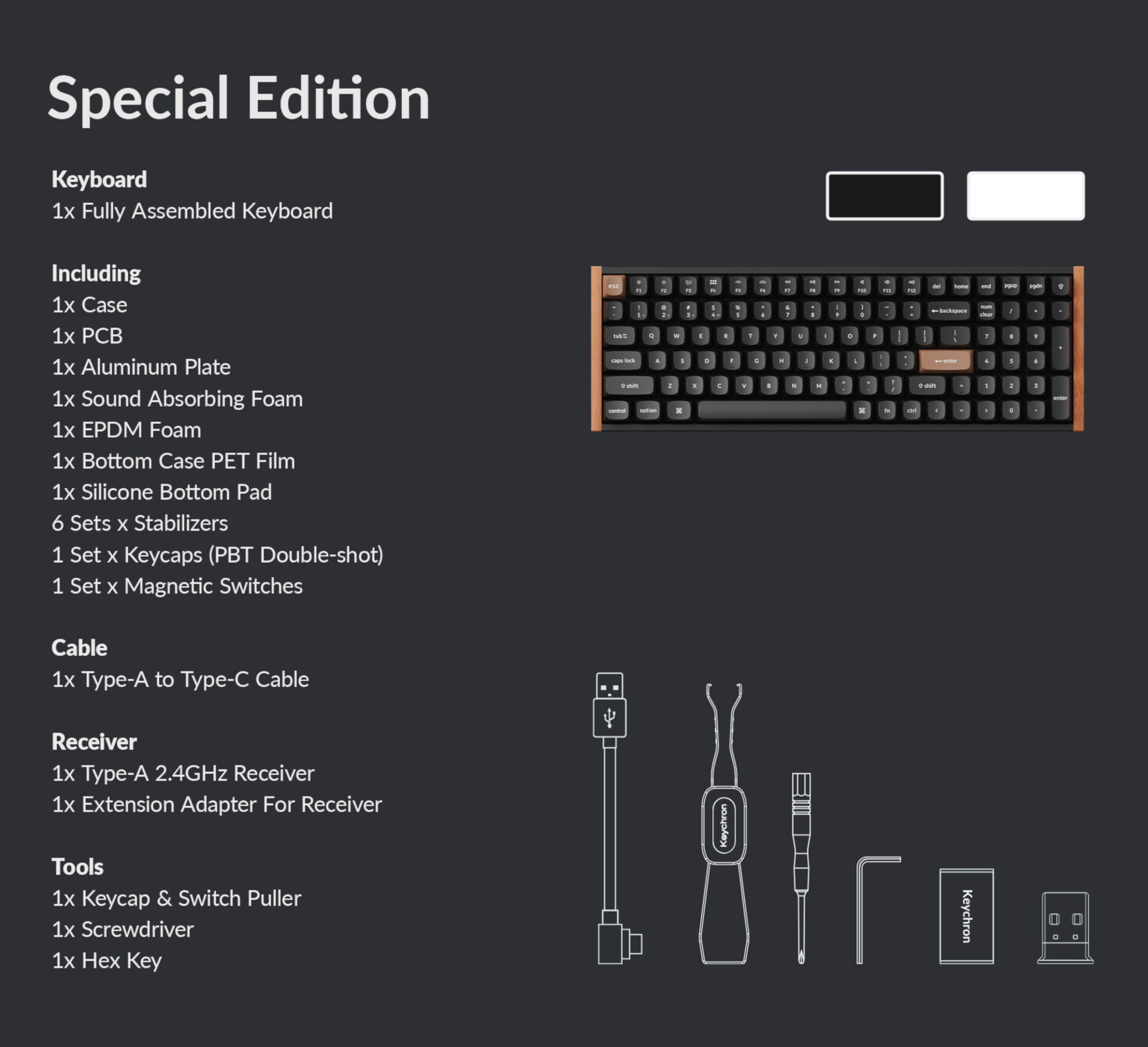 K4H-Q1_LS_05 Keychron K4 HE 96% Magnetic Switch Hot-Swap RGB Wireless Keyboard – White (Wood + Aluminium)