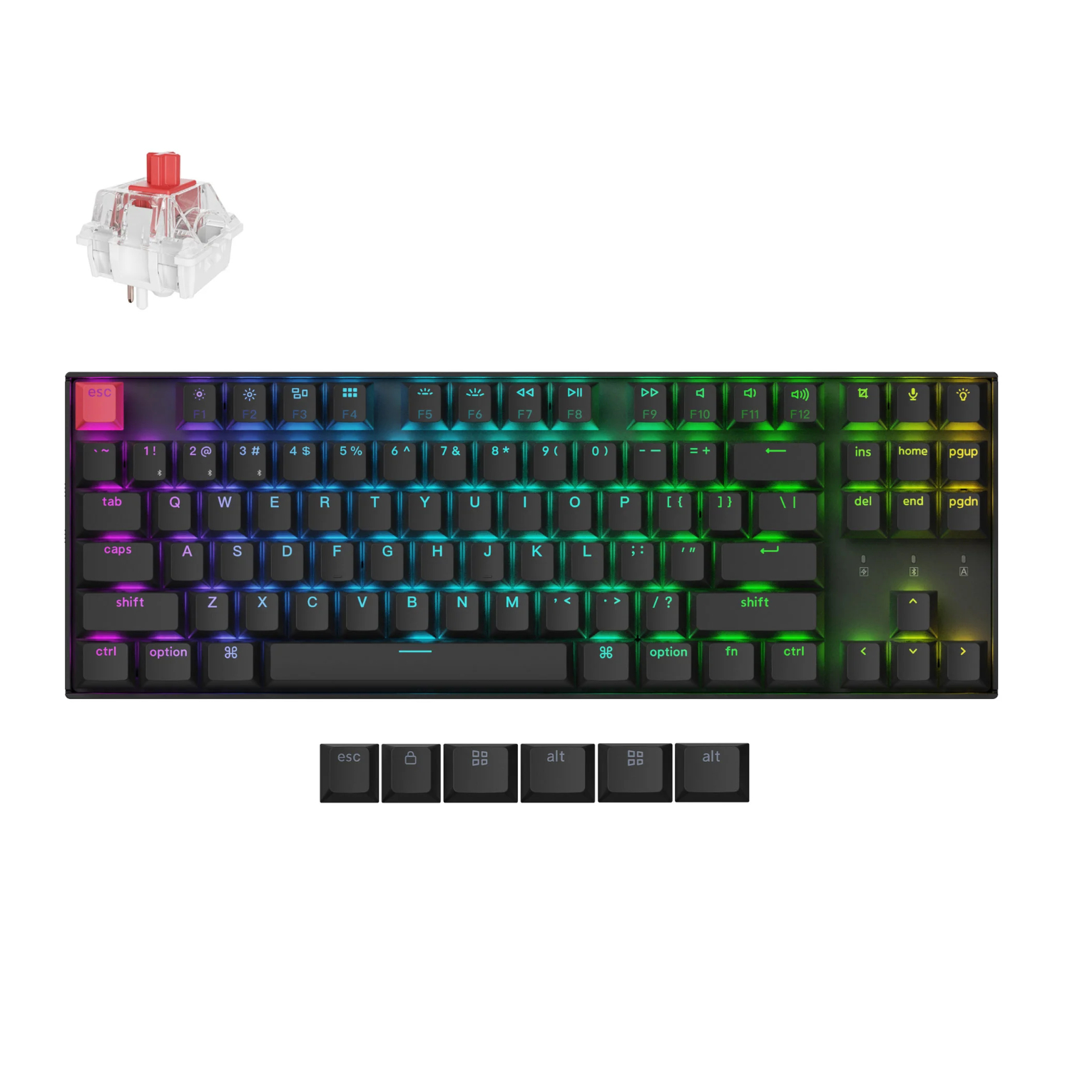 K8X-H1_Keychron-K8-QMK-80-TKL-Wireless-Mechanical-Keyboard-V2-Red-Switches-Black_wr_01a Keychron K8 QMK 80% TKL Wireless Mechanical Keyboard V2 Red Switches - Black