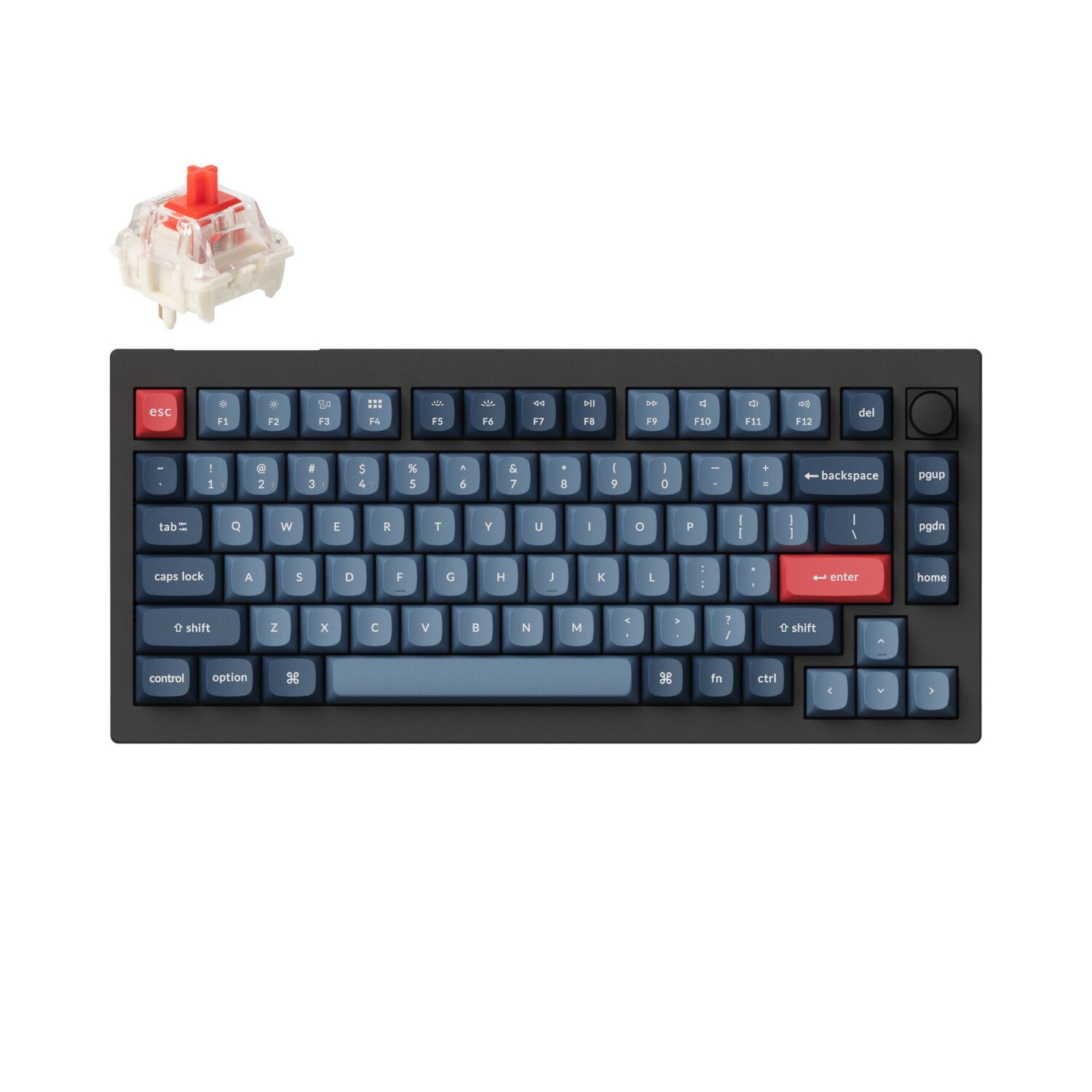 KEYCHRON-V1MAX-75-RED-GATJUP-RGB-WL-KB-wr-01a Keychron V1 Max QMK/VIA Wireless Custom Mechanical Keyboard | RED Switches - Black