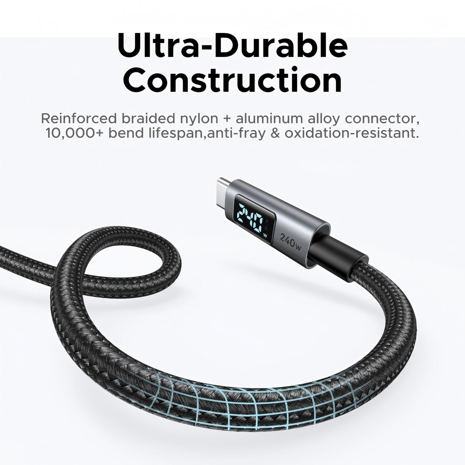 L530-65867_UGREEN_240W_USB_Type-C_Cable_with_LED_Di_wr_05 UGREEN 240W USB Type-C Cable with LED Display 2M