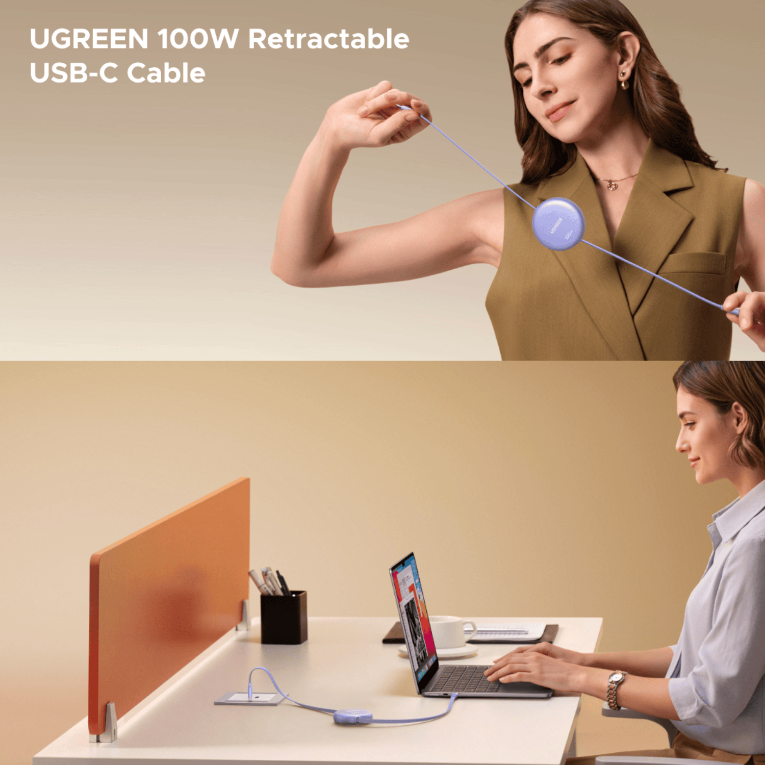 L531-95673_UGREEN_100W_Fast_Charging_Retractable_US_wr_04 UGREEN 100W Fast Charging Retractable USB Type-C Cable 1M - Purple