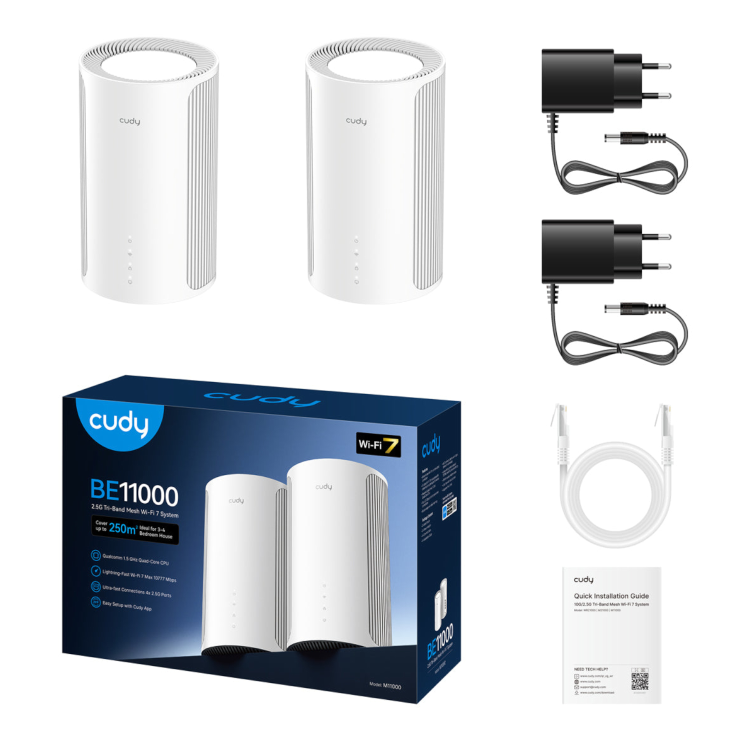 M11000-2PACK_Cudy-BE11000-Mesh-Kit-2.5G-Wifi7_01 Cudy BE11000 Wi-Fi7 Tri-band Mesh Wi-Fi System - 2 Pack