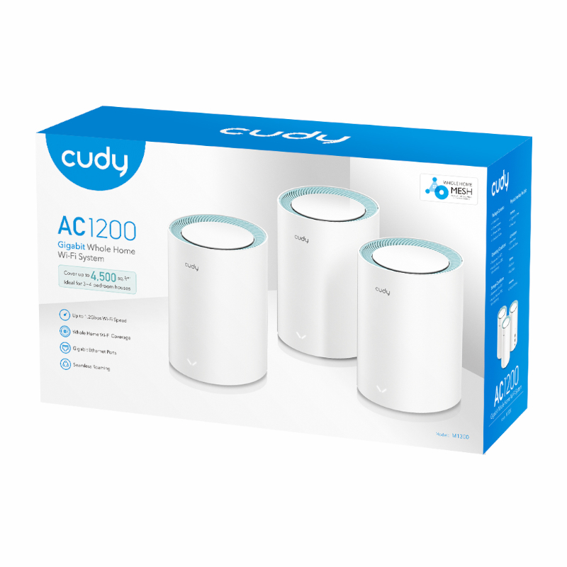 M1300-3PACK_wr_04 Cudy AC1200 Wi-Fi Mesh Kit 3 Pack With Gigabit