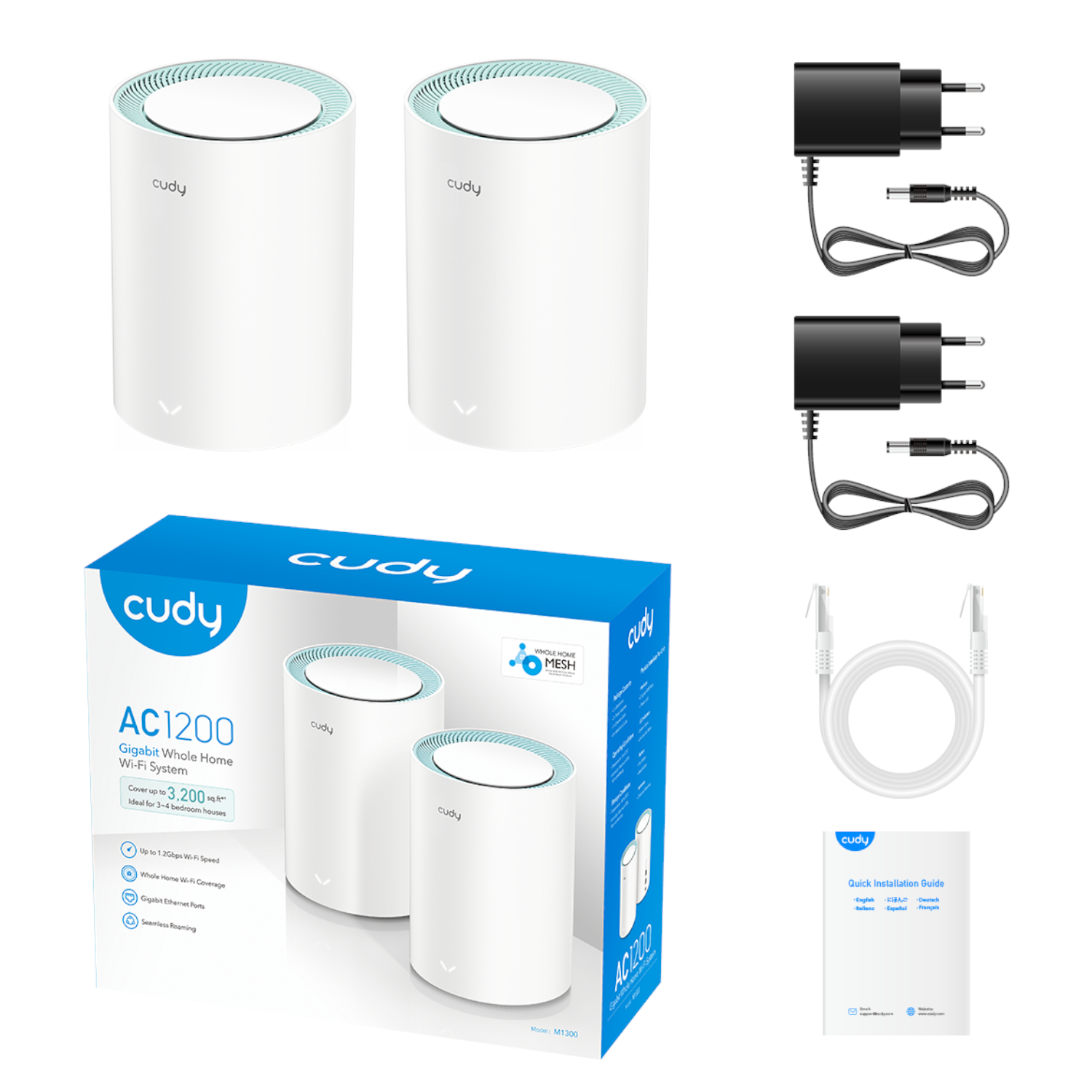 M1300_wr_05 Cudy AC1200 Wi-Fi Mesh Kit 2 Pack With Gigabit