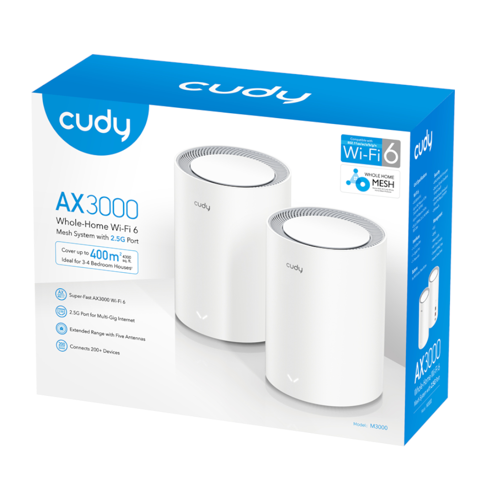 M3000W_wr_05 Cudy AX3000 Wi-Fi 6 Mesh Kit 2 Pack - White