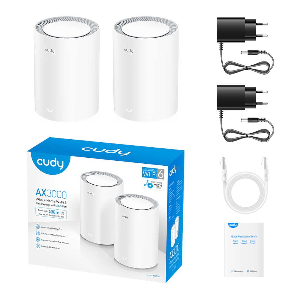 M3000W_wr_06 Cudy AX3000 Wi-Fi 6 Mesh Kit 2 Pack - White