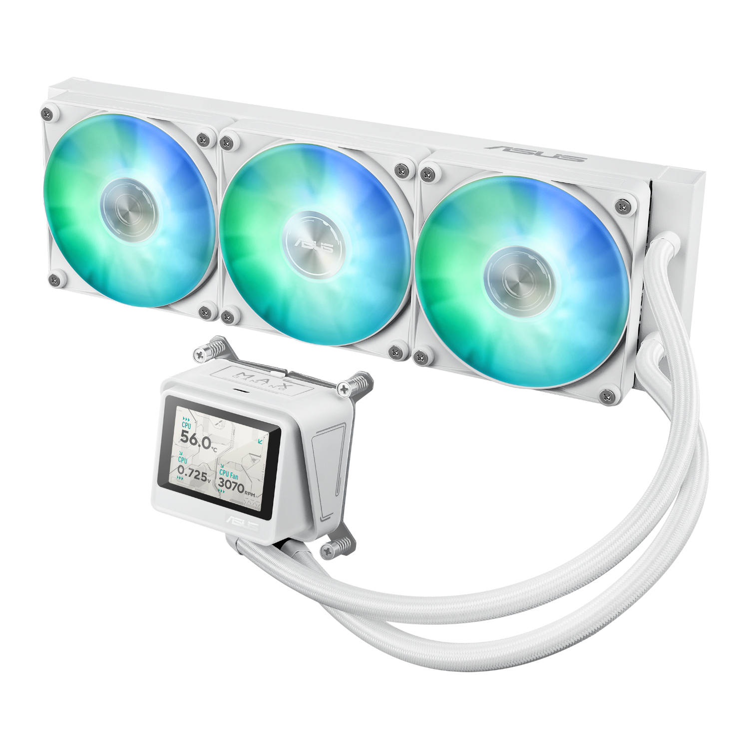 MAXGAMINGLC360ARGBLCDWHT_Asus-MAX-Gaming-LC-360-ARGB-LCD-All-in-one-CPU-Liquid-Cooler-White_wr_02a Asus MAX Gaming LC 360 ARGB LCD All-in-one CPU Liquid Cooler - White