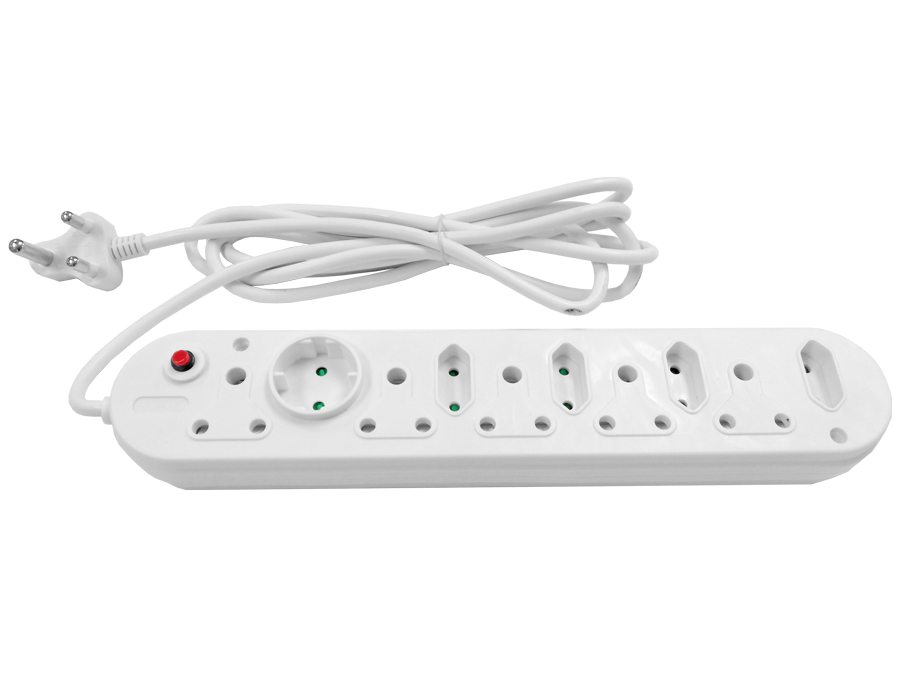 MP-10W3M Multi Plug 5x16A 5x5A 3m Cord White
