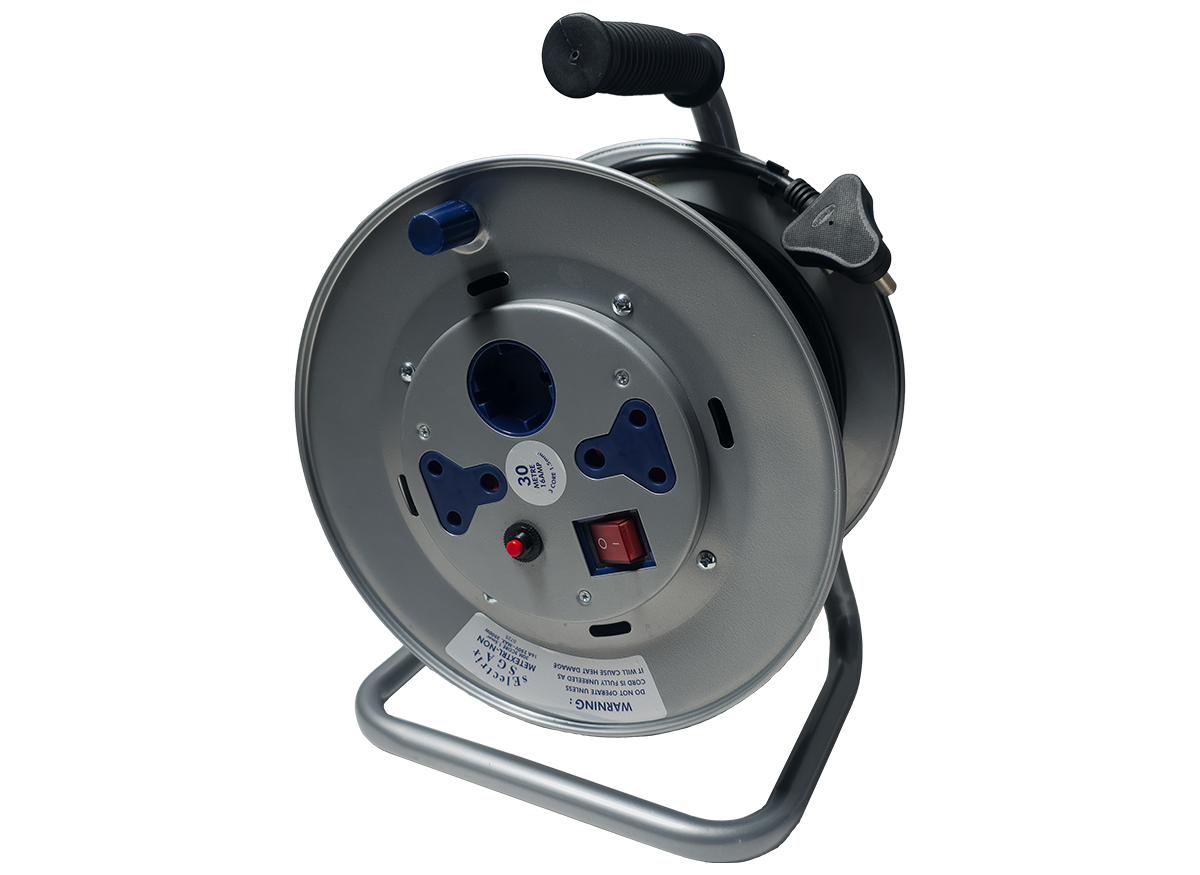 MP-EX30M 30M 16A Extension Cord on Open Metal Reel