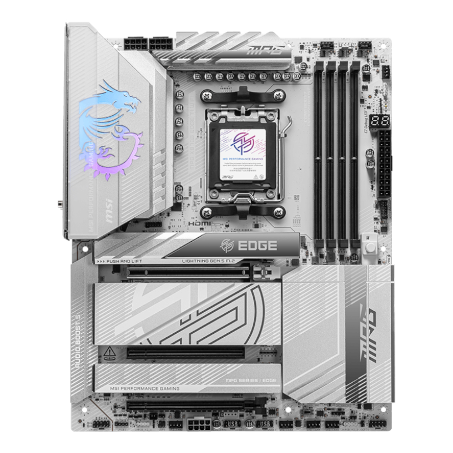 MPGX870EEDGETIWIFI_MSI-X870E-EDGE-TI-WIFI-AM5-ATX-4X-DDR5_wr_02 MSI MPG X870E EDGE TI WIFI AM5 ATX DDR5 Gaming Motherboard