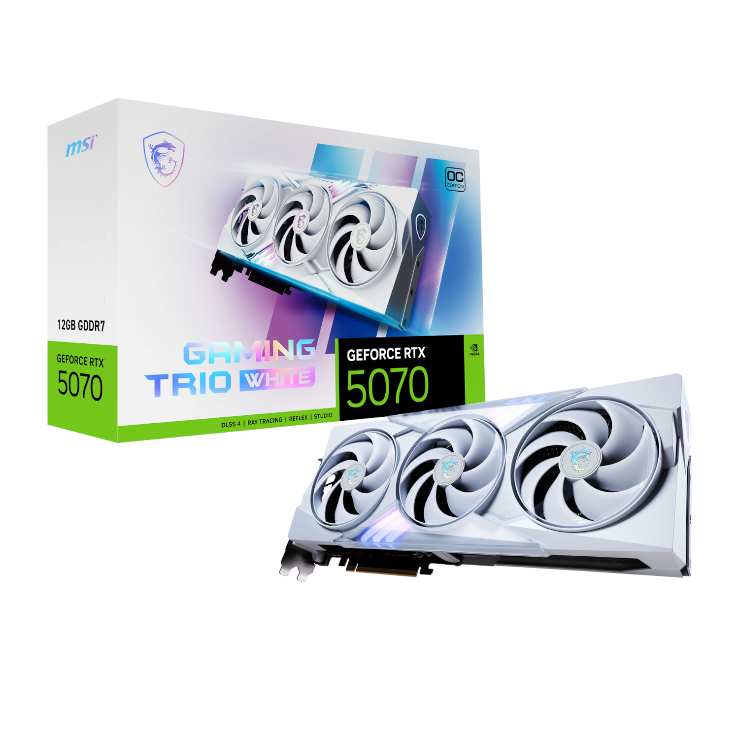 MSI_RTX5070GAMINGTRIOOCW12GB_wr_01a MSI GeForce RTX 5070 GAMING TRIO OC 12GB Graphics Card – White