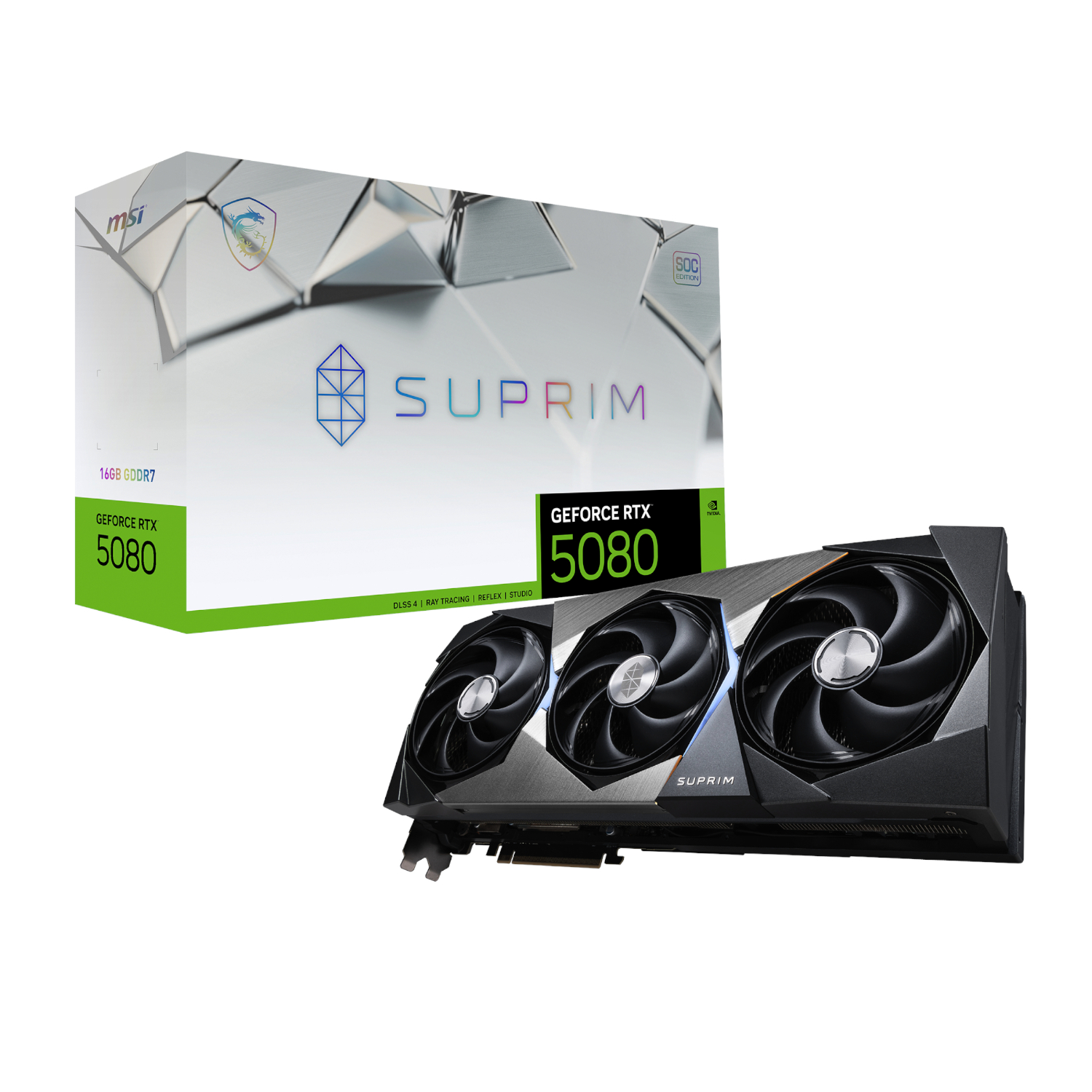 MSI_RTX5080SUPRIMSOC16GB_wr_01 MSI GeForce RTX 5080 SUPRIM SOC 16G Graphics Card