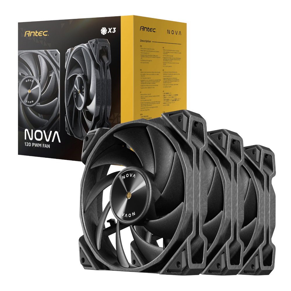 NOVA-120-3PK_wr_01 Antec NOVA 120 PWM Fan 3 Pack with Speed Controller - Black