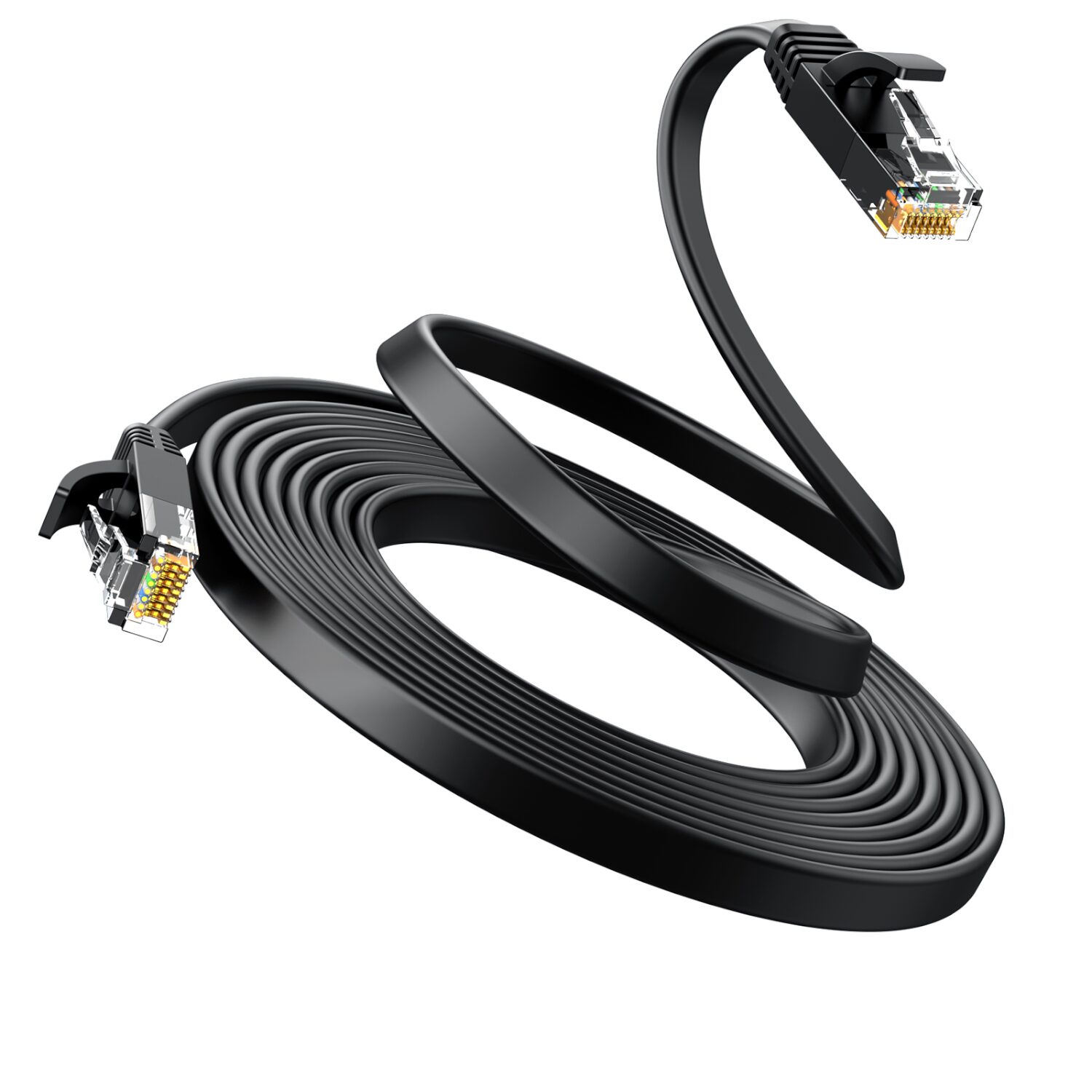 NW102-wr-04 UGREEN NW102 Cat6 U/UTP Flat Ethernet Cable 20m - Black