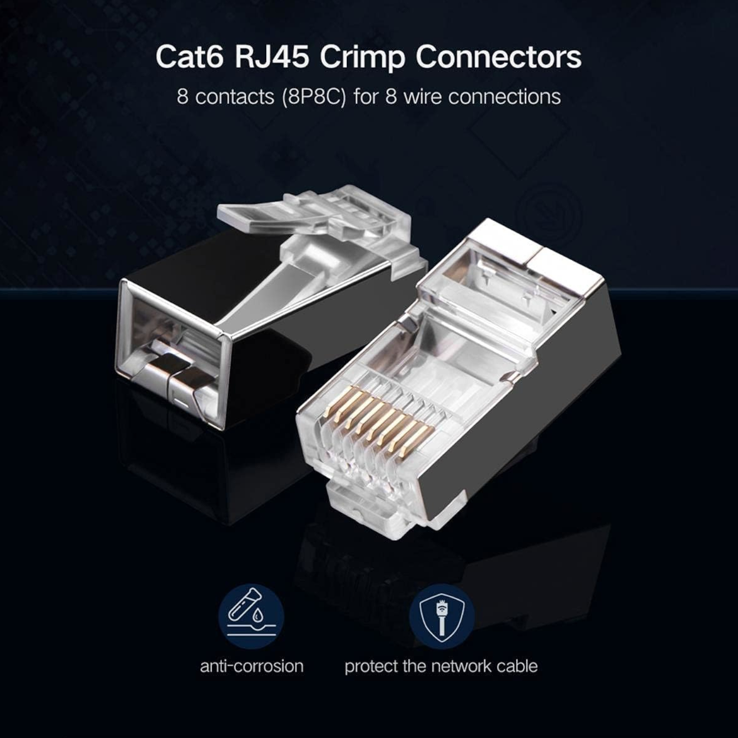 NW111-50248_UGreen-NW111-RJ45-Cat6-Ethernet-Network-Head_wr_04 UGREEN NW111 RJ45 Cat6 Ethernet Network Head 100 Pack - Silver/Transparent