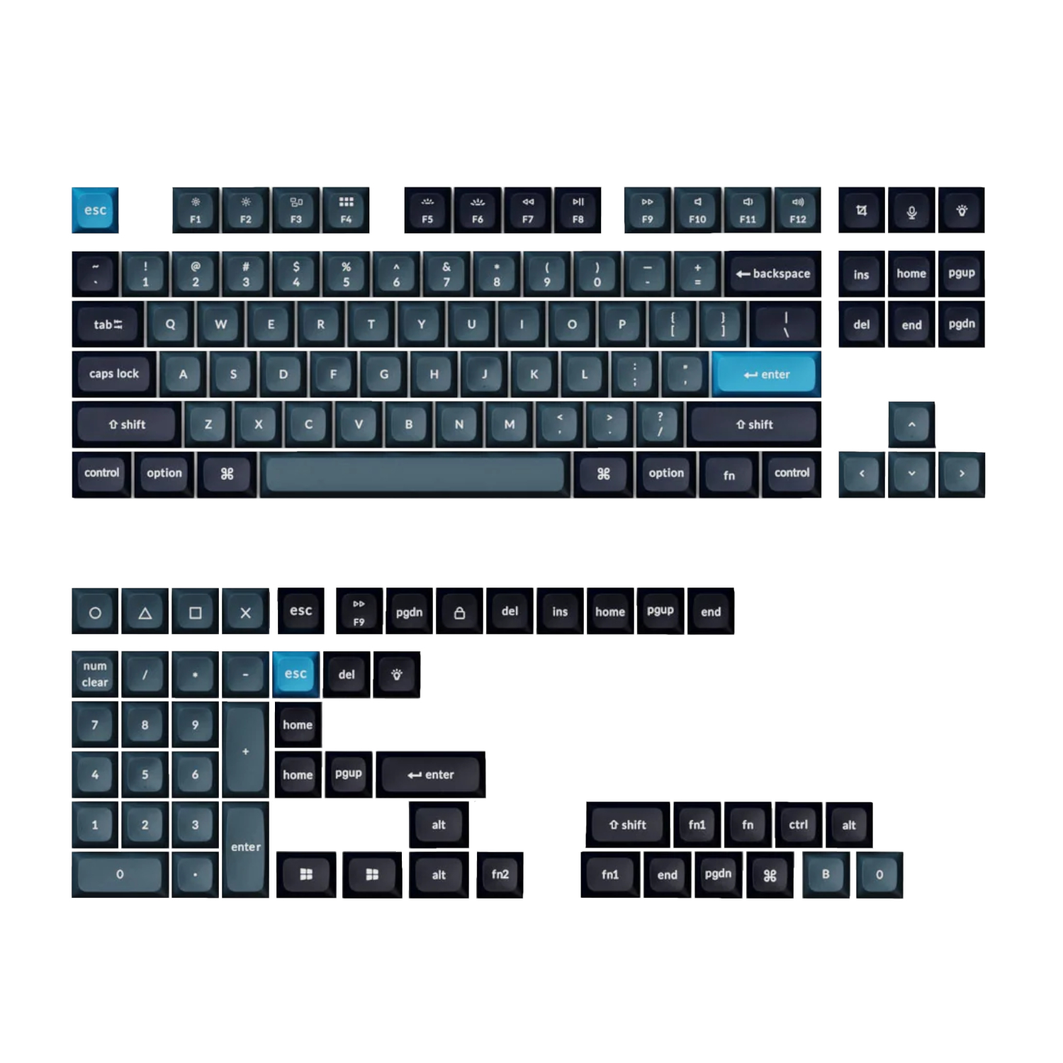 PBT-45_Keychron-Double-Shot-KSA-PBT-Keycap-Set-Dark-Grey-Blue_wr_01b Keychron Double Shot KSA PBT Keycap Set - Dark Grey/Grey/Blue