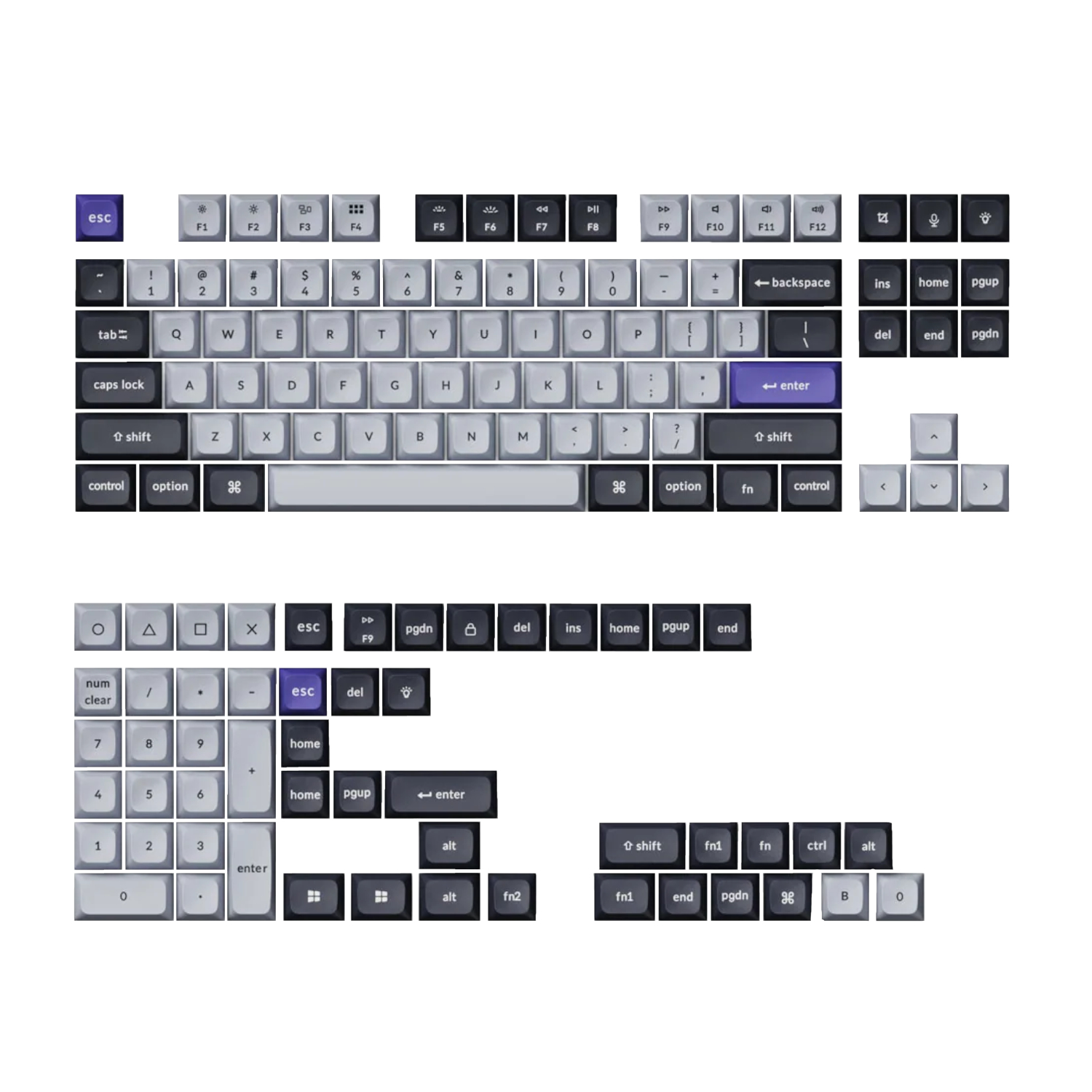 PBT-46_Keychron-Double-Shot-KSA-PBT-Keycap-Set-Dark-Grey-White-Smoke_wr_01a Keychron Double Shot KSA PBT Keycap Set - Dark Grey/White Smoke