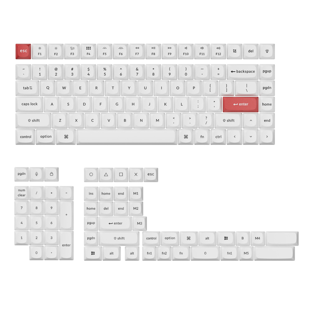 PBT-57_wr_01a Keychron Double Shot PBT OSA Full Keycap Set - Black/White