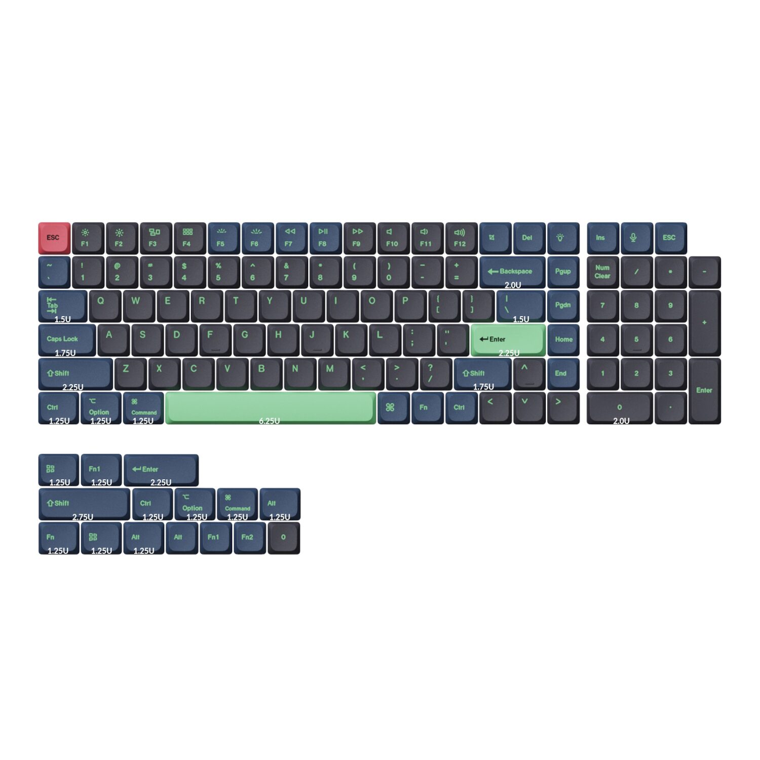 PBT-62-WR-02 Keychron Low Profile Dye-Sub PBT LSA Full Set Keycap Set – Hacker Edition (133 Keys, PBT, Low Profile)