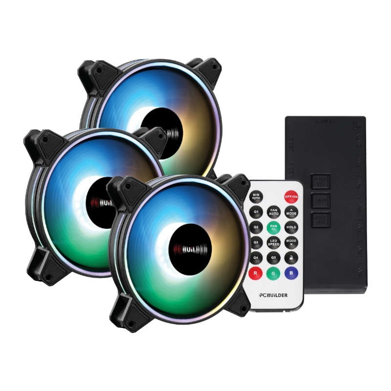 PCB-CF-TEMP-DKIT_wr_01a PCBuilder Tempest Chill Fan Kit 3x120MM Dual Glow ARGB Fan + Controller + RF Remote