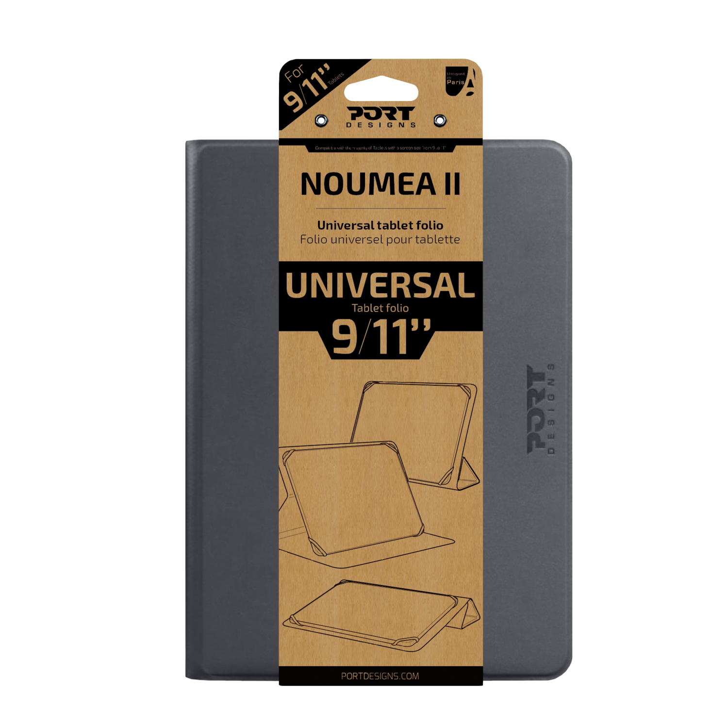 PORT_201326_wr_02 Port Designs Noumea II Universal 9/11" Tablet Folio – Grey