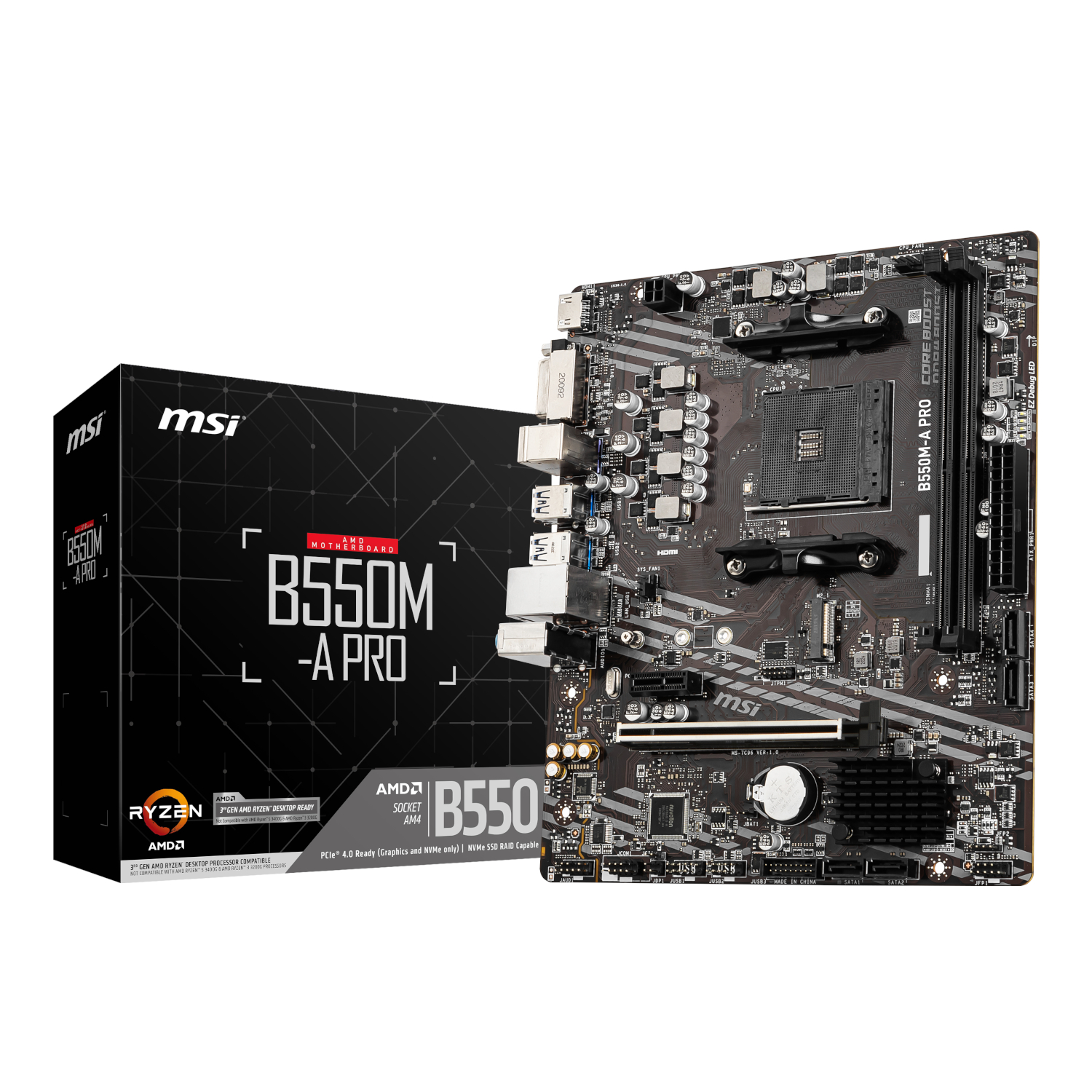 PROB550M-APRO_MSI-B550M-A-Pro-AM4-M-ATX-Motherboard-Black_wr_01a MSI B550M-A Pro AM4 M-ATX Motherboard