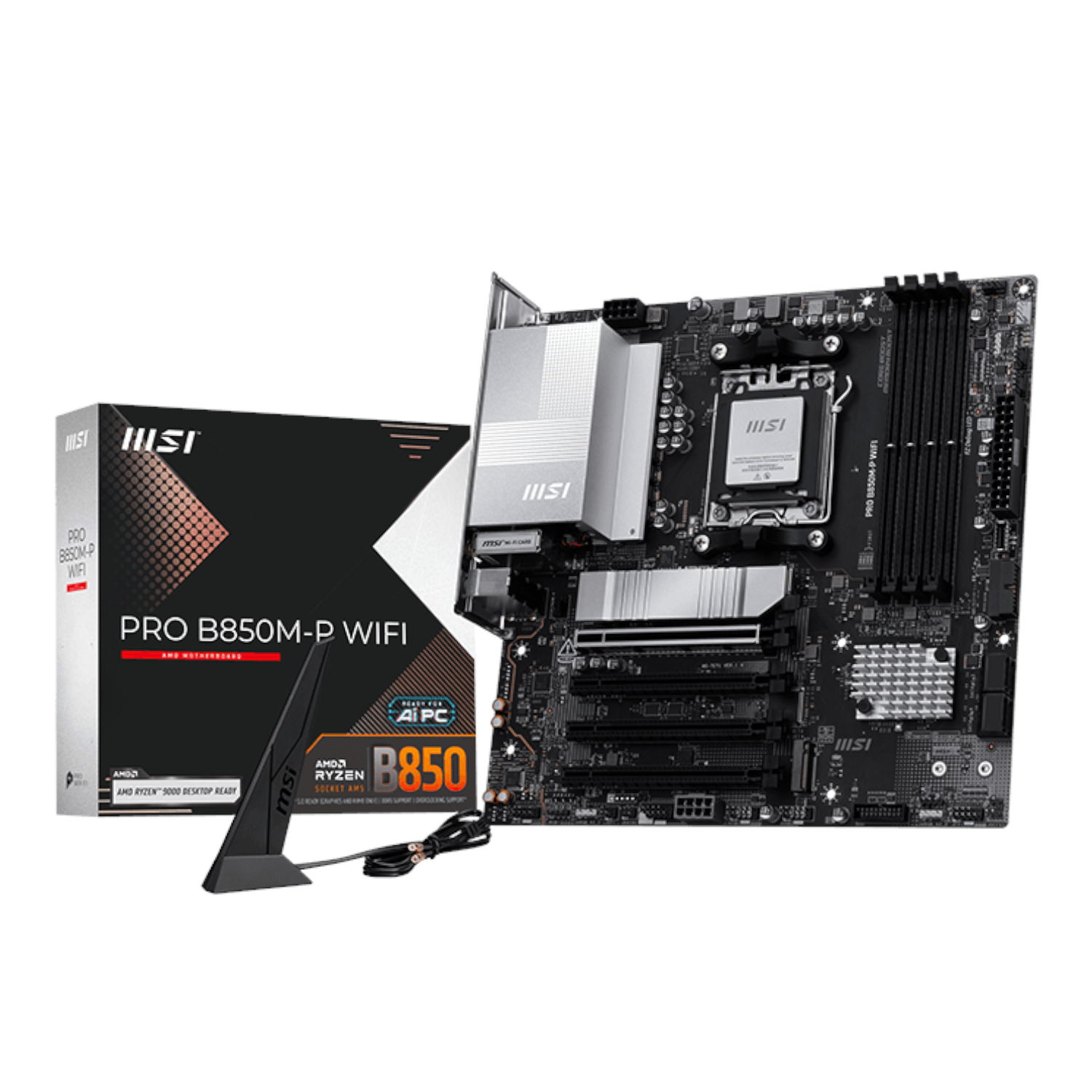 PROB850M-PWIFI_MSI-PRO-B850M-P-WIFI-AM5-mATX-Motherboard-Black_wr_01a MSI PRO B850M-P WIFI AM5 mATX Motherboard