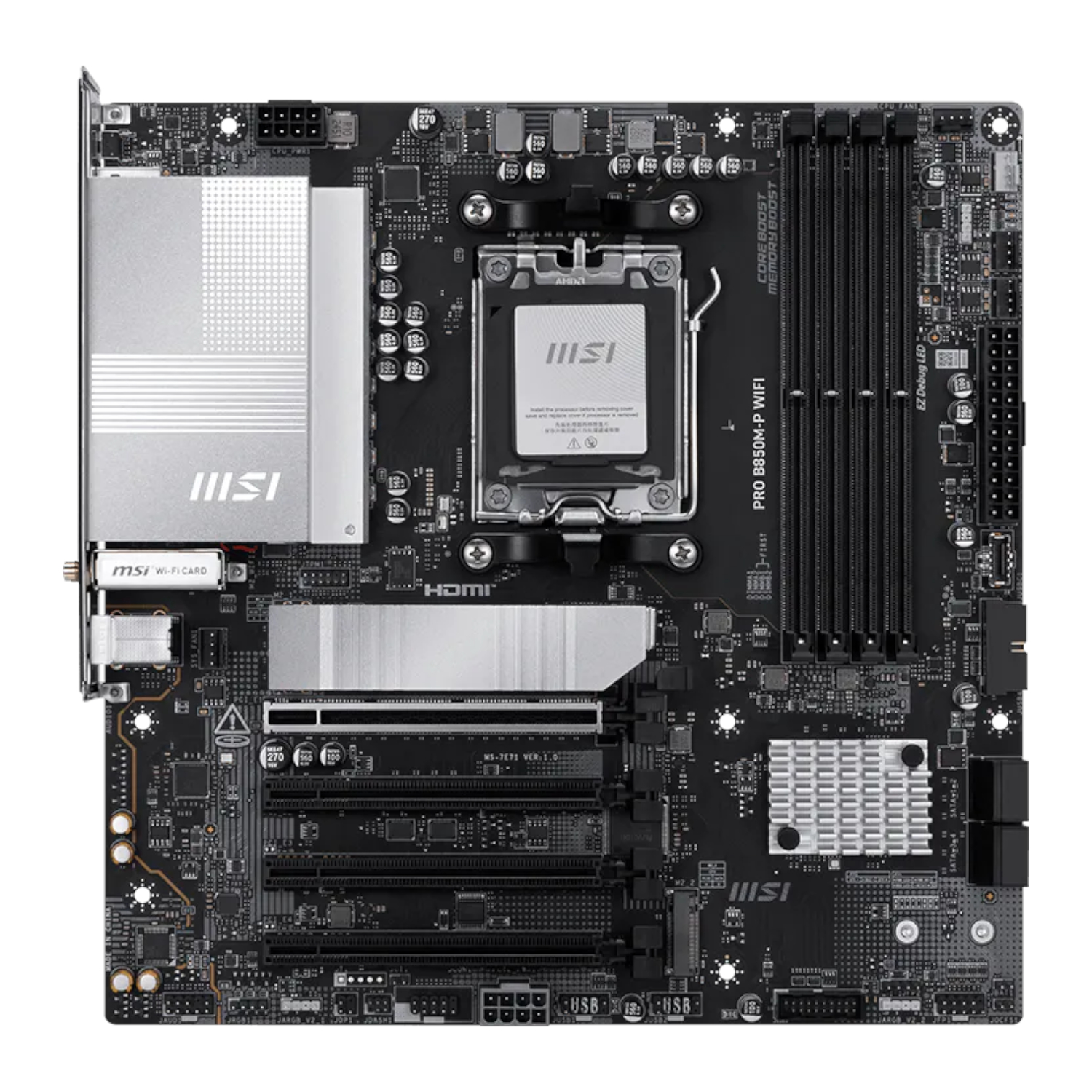 PROB850M-PWIFI_MSI-PRO-B850M-P-WIFI-AM5-mATX-Motherboard-Black_wr_02a MSI PRO B850M-P WIFI AM5 mATX Motherboard