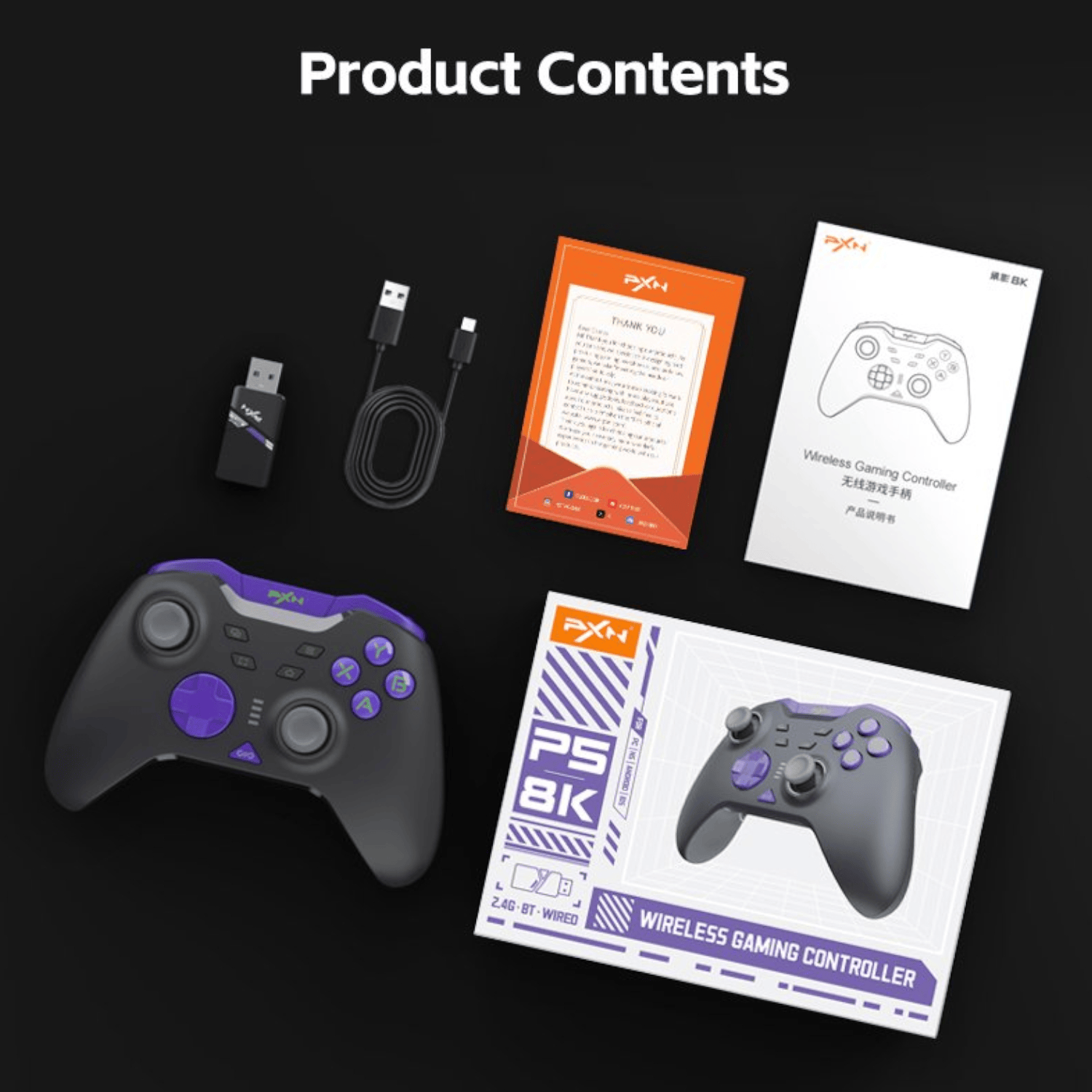 PXN-P5_8K_PXN_P5_8K_Wireless_Gaming_Controller_-_B_wr_07 PXN P5 8K Wireless Gaming Controller - Black (PC/Switch/Android/iOS)